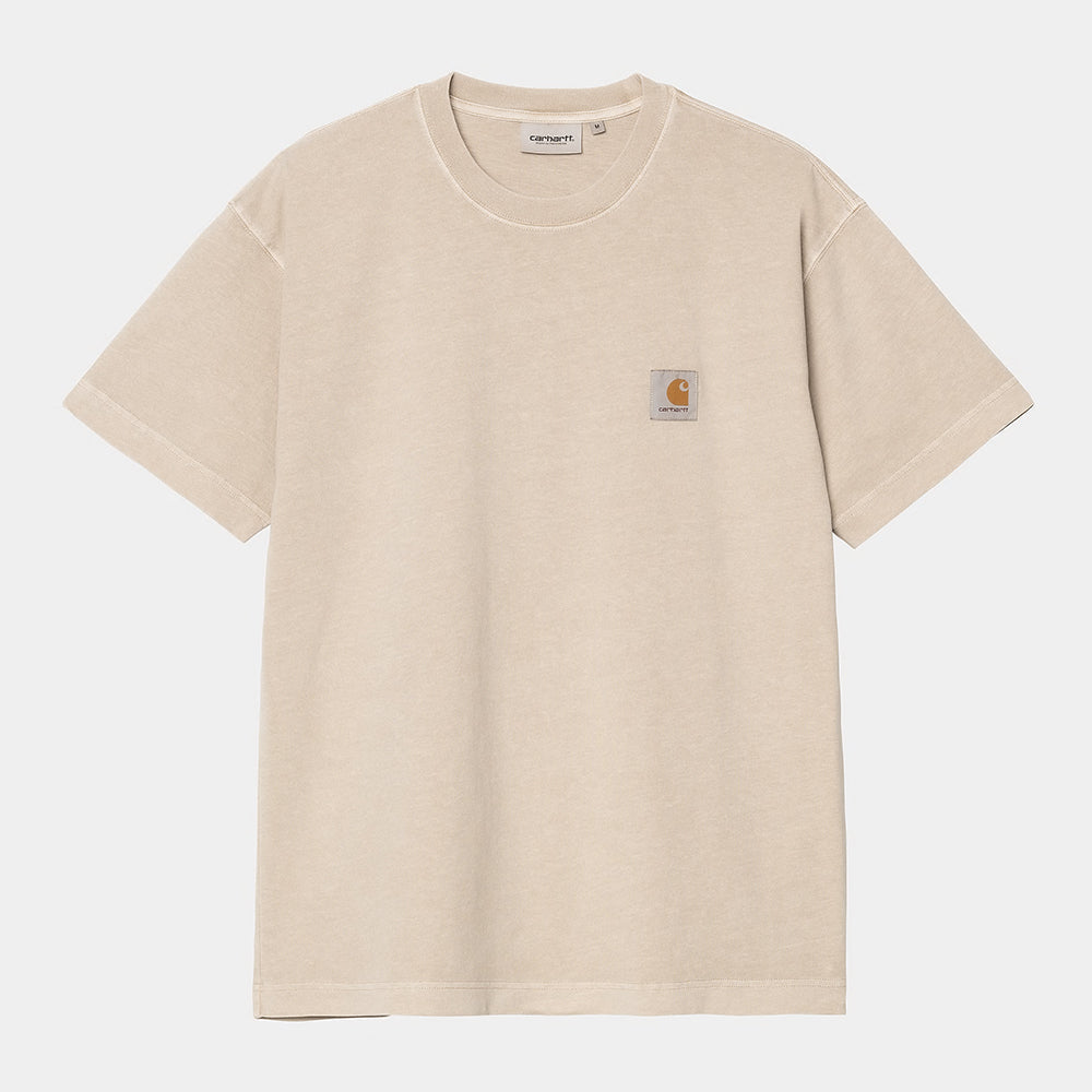 "Carhartt Nelson T-Shirt in Fleur De Sel, I029949_2LP_GD, Baumwolle, Kurzarm, 'garment dyed' für sanften, hellen Farbton."