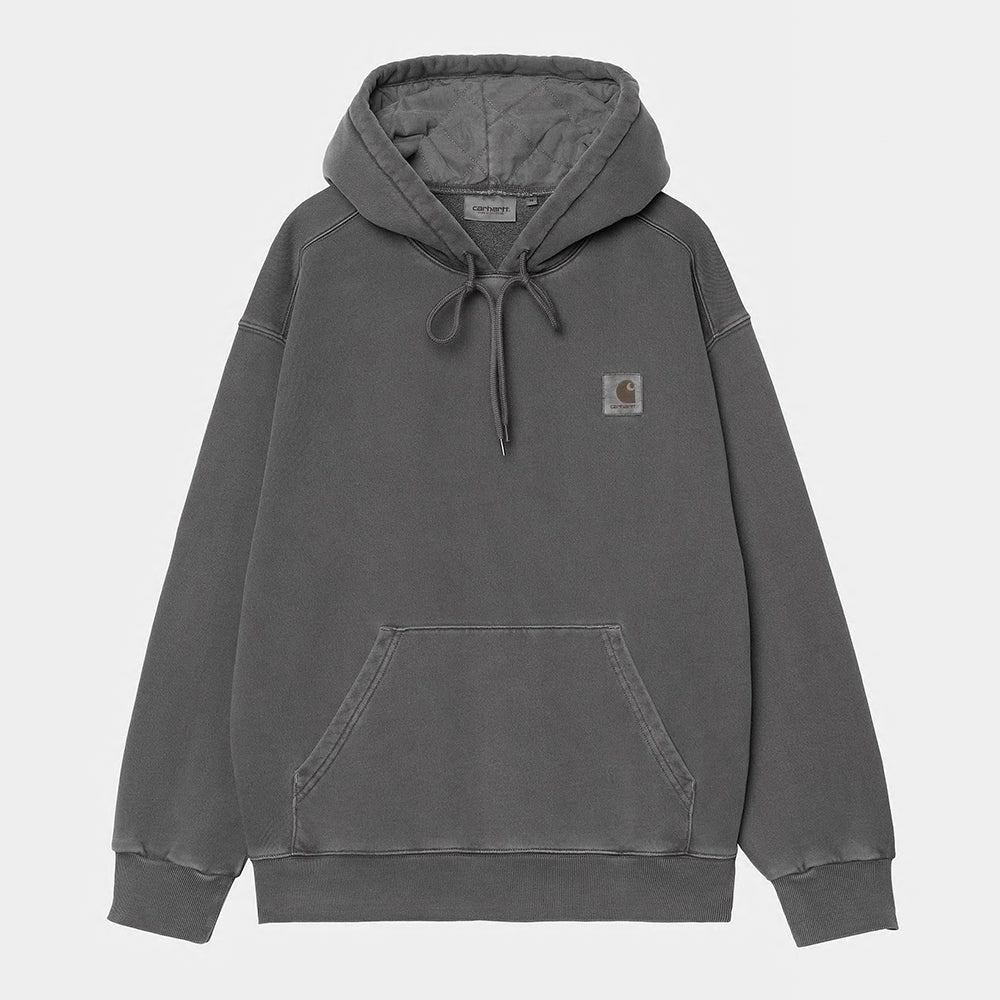 "Carhartt Nelson Sweat Hoodie in Graphite, I029963_87_GD, carhartt hoodie aus Baumwolle, Kapuze, 'garment dyed', lockerer Schnitt, urbaner Stil."