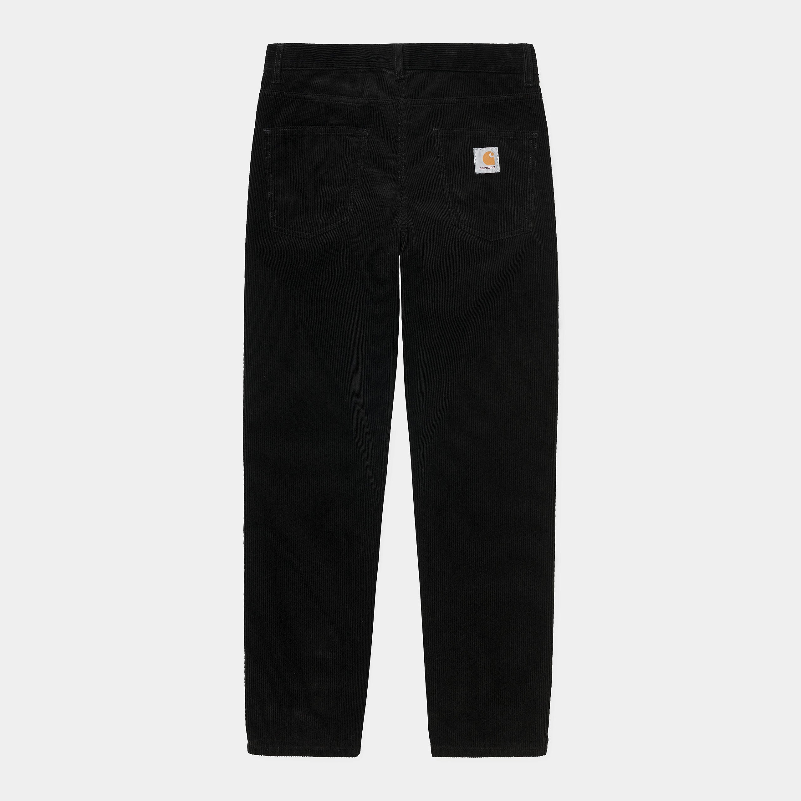 “Carhartt WIP Newel Pant in Black, I027232_89_02, Carhartt Cordhose aus gewaschenem Baumwoll-Twill, mit entspannter Passform, fünf Taschen und dezentem Logo-Patch.“
