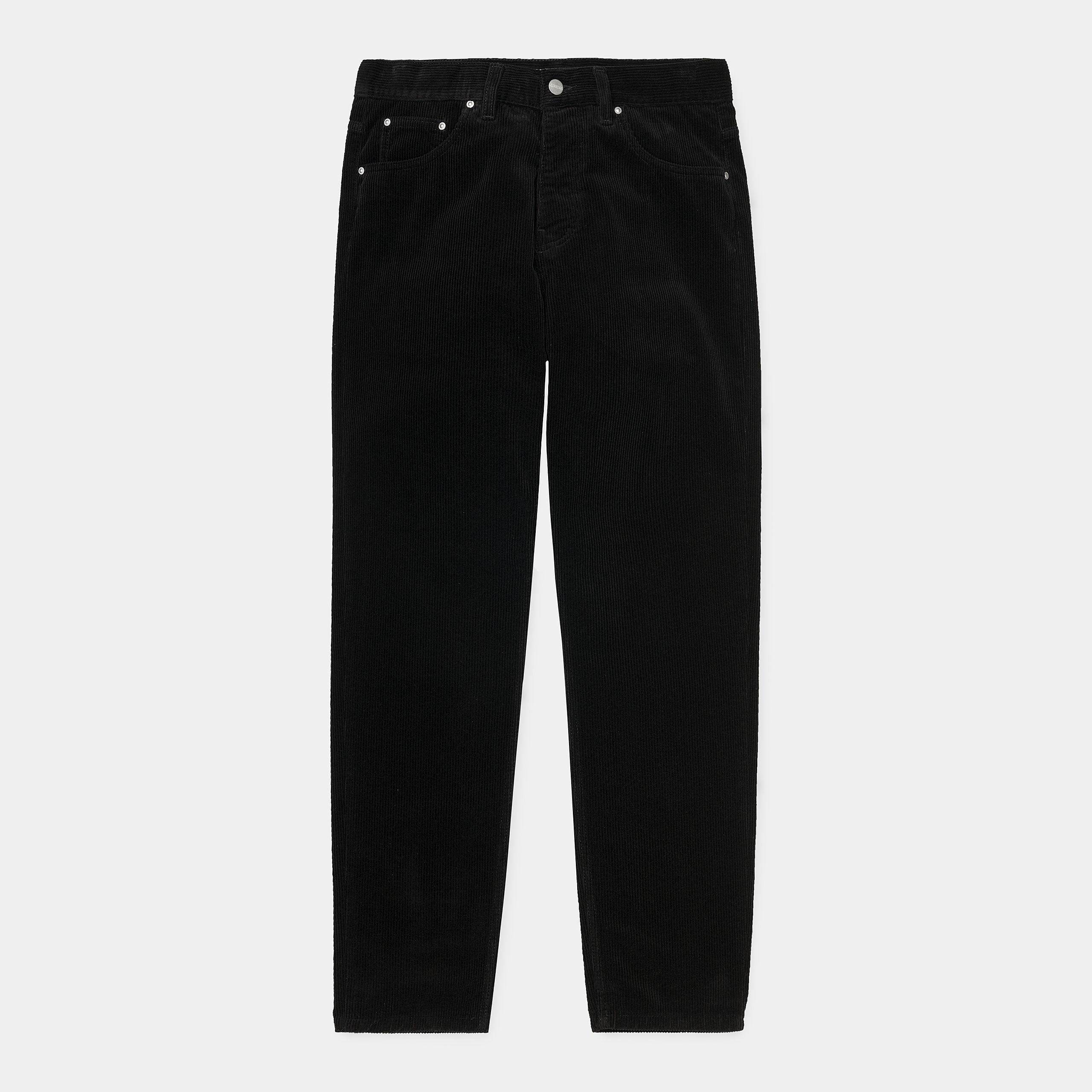 “Carhartt WIP Newel Pant in Black, I027232_89_02, Carhartt Cordhose aus gewaschenem Baumwoll-Twill, mit entspannter Passform, fünf Taschen und dezentem Logo-Patch.“