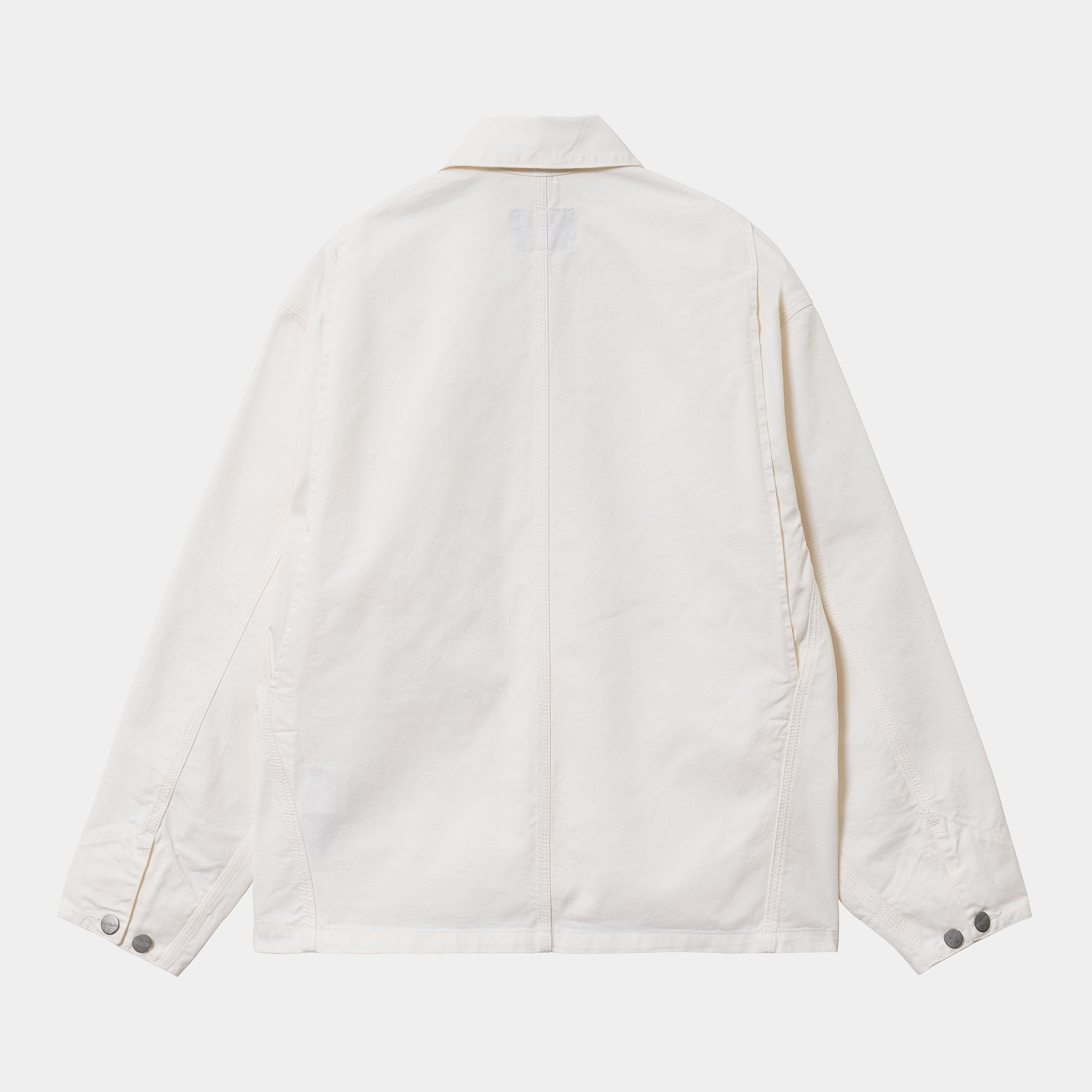 „Carhartt WIP Michigan Coat Summer Damen in Off-White. Klassischer Michigan-Stil mit Kragen, Taschen und Knopfleiste bei Stickabush Berlin.“