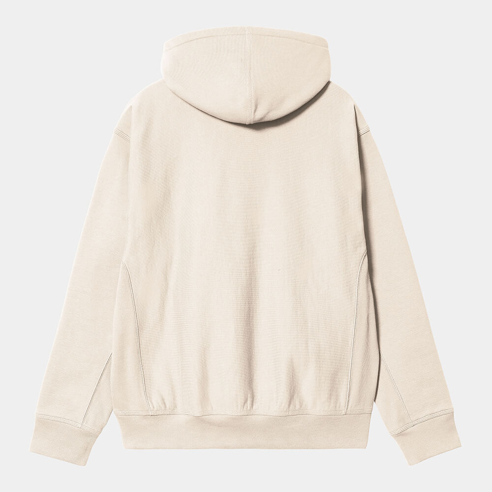 „Carhartt WIP Hooded American Script Sweatshirt Moonbeam – Loose Fit Unisex Hoodie mit gesticktem Script Logo erhältlich bei Stickabush Berlin.“