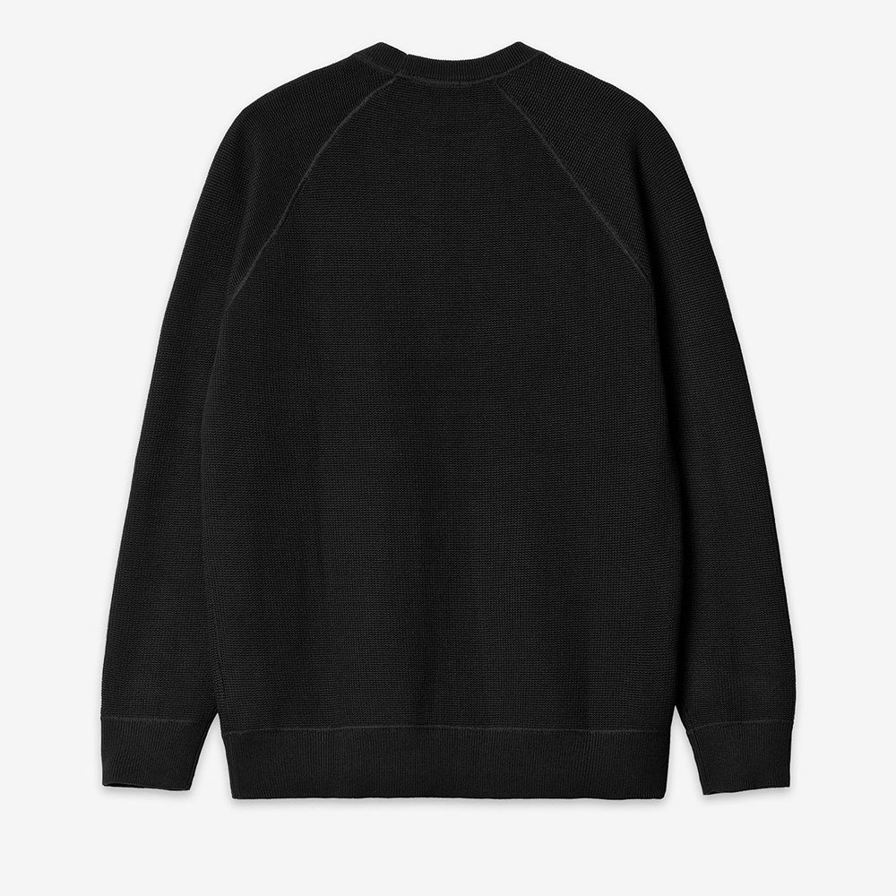 "Carhartt WIP Chase Knit Sweater in Schwarz I028581_00F_XX – hochwertiger Strickpullover mit dezenter Logo-Stickerei auf der Brust, klassischer Schnitt und angenehmer Tragekomfort. Perfekt für Streetwear-Looks und kalte Tage."