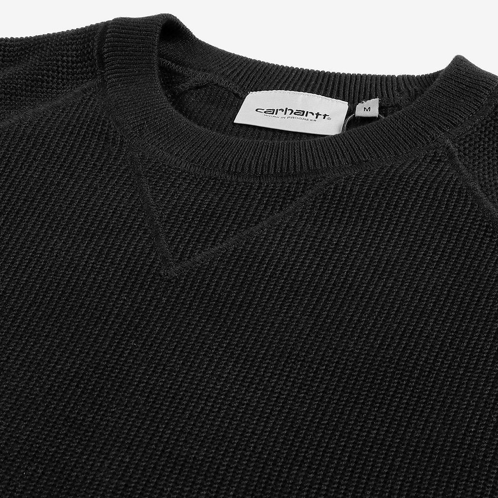 "Carhartt WIP Chase Knit Sweater in Schwarz I028581_00F_XX – hochwertiger Strickpullover mit dezenter Logo-Stickerei auf der Brust, klassischer Schnitt und angenehmer Tragekomfort. Perfekt für Streetwear-Looks und kalte Tage."