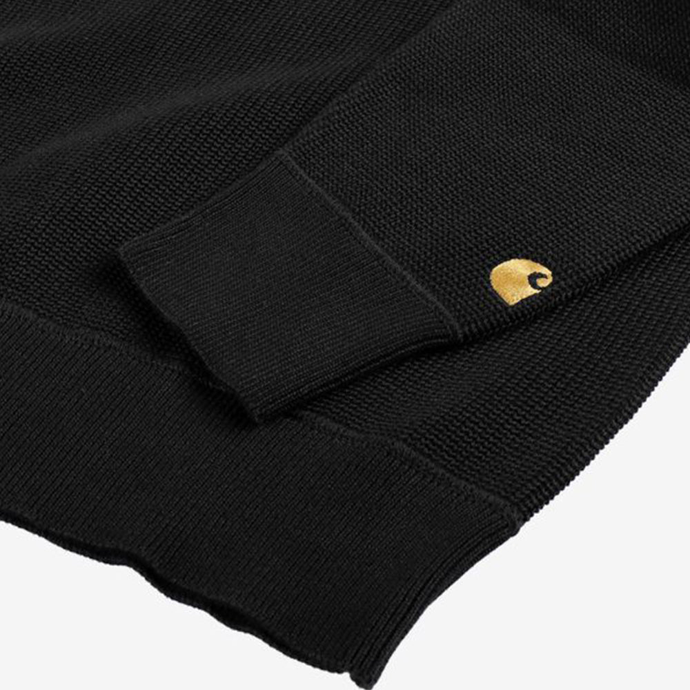 "Carhartt WIP Chase Knit Sweater in Schwarz I028581_00F_XX – hochwertiger Strickpullover mit dezenter Logo-Stickerei auf der Brust, klassischer Schnitt und angenehmer Tragekomfort. Perfekt für Streetwear-Looks und kalte Tage."