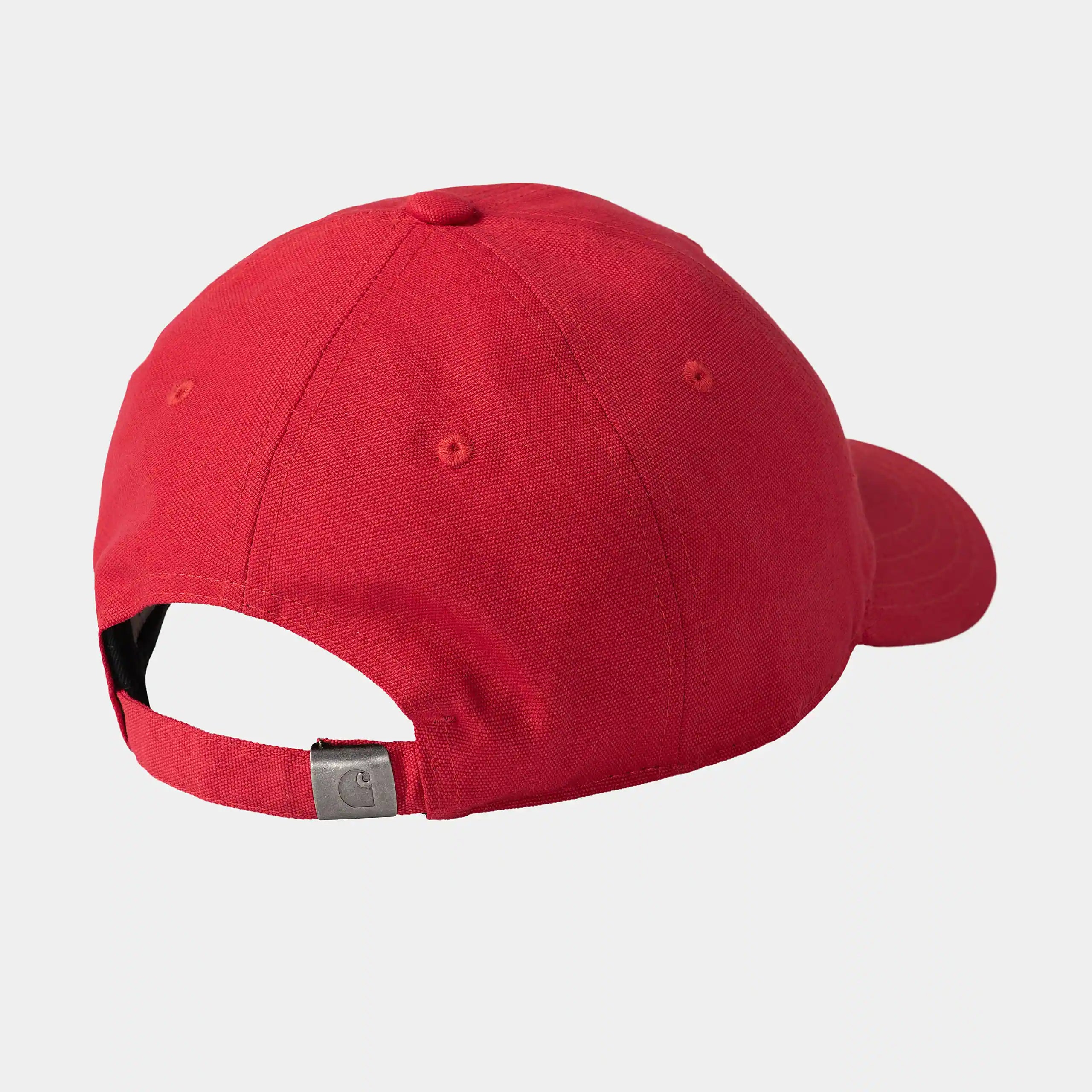 "Carhartt WIP Canvas Script Cap, Rocket/Black (Rot/Schwarz/), Canvas, Baseballkappe mit gesticktem Carhartt-Schriftzug und verstellbarem Riemen."