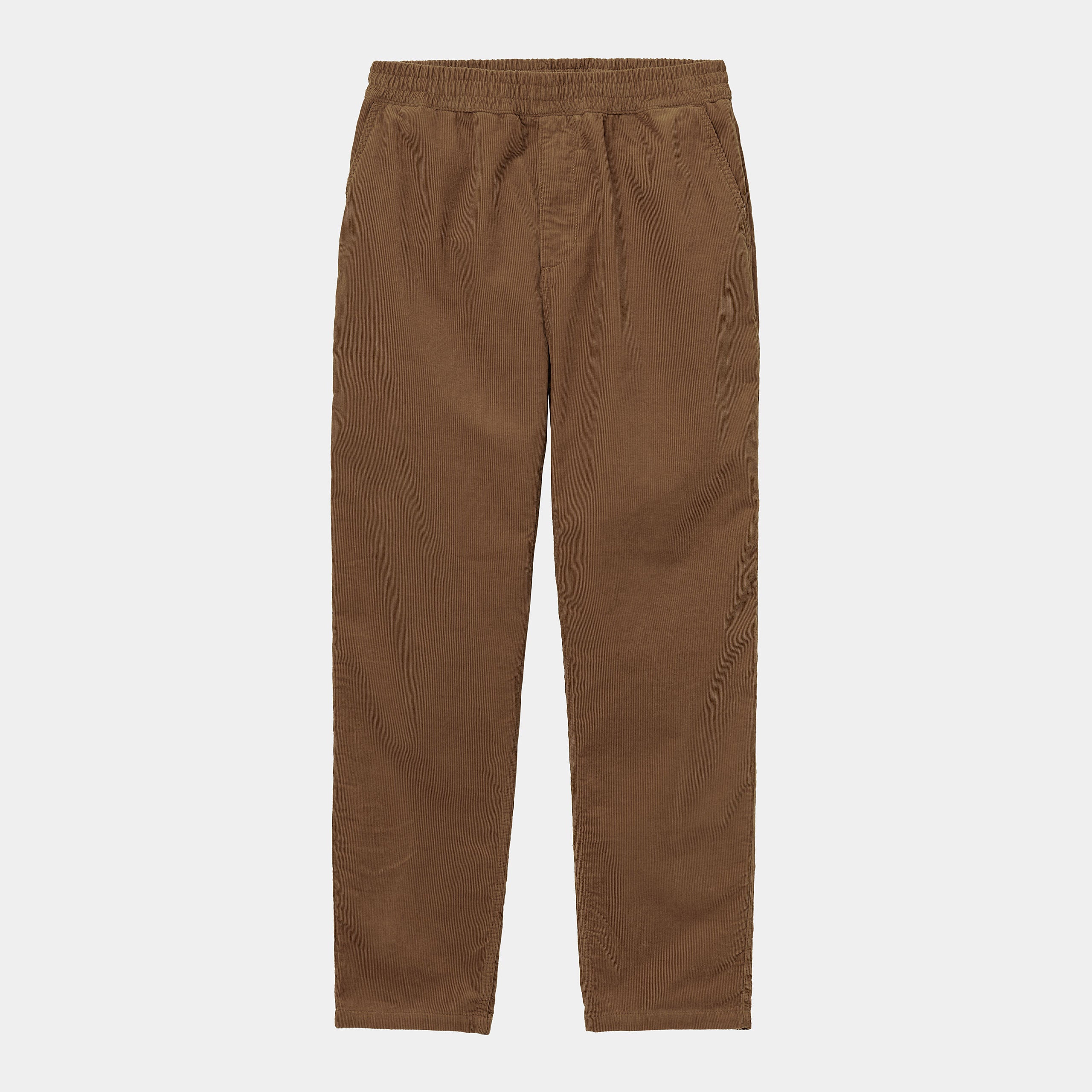 “Braune Carhartt WIP Flint Pant aus gewaschenem Cord mit geradem Schnitt und dezenter Logo-Applikation am Gesäß.