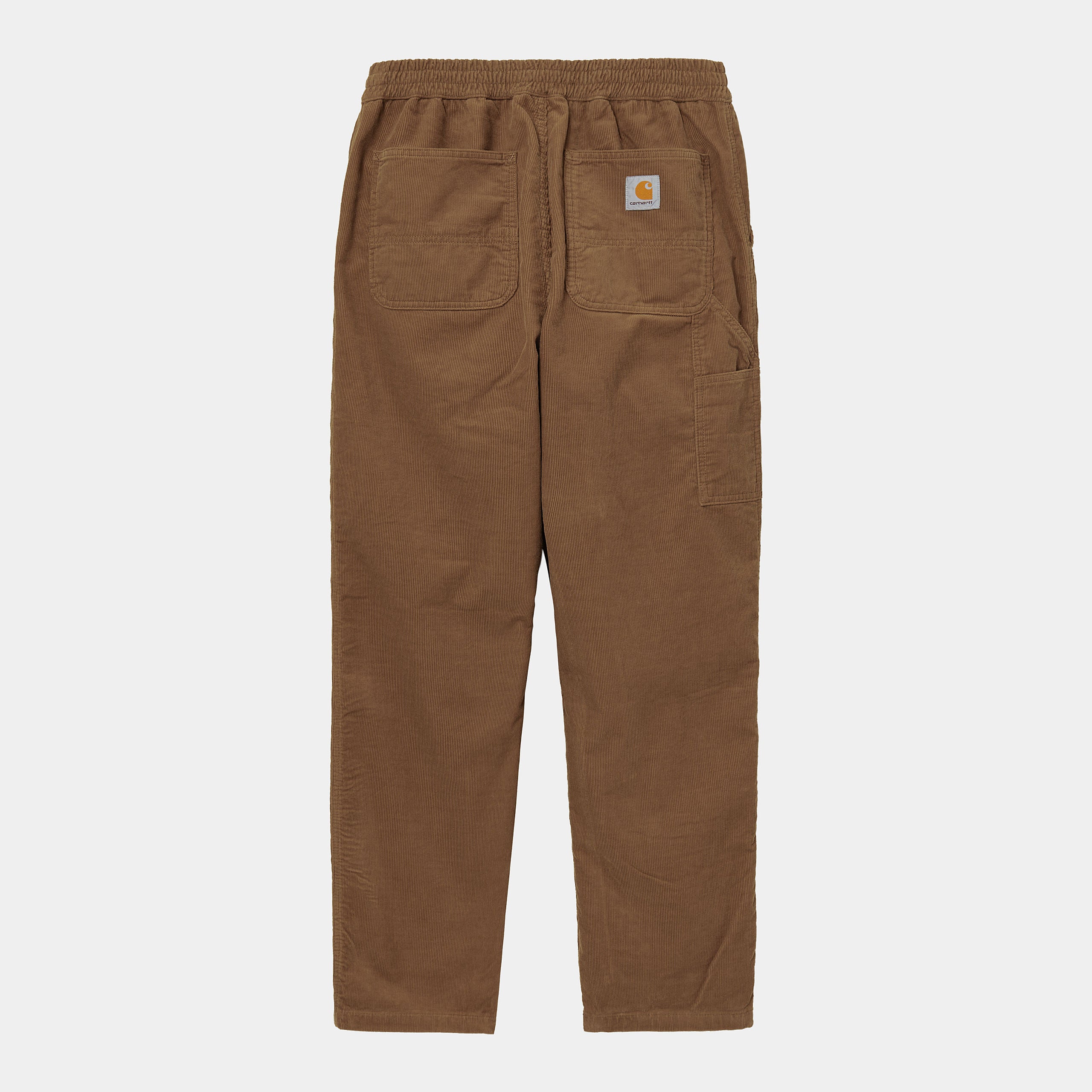 “Braune Carhartt WIP Flint Pant aus gewaschenem Cord mit geradem Schnitt und dezenter Logo-Applikation am Gesäß.
