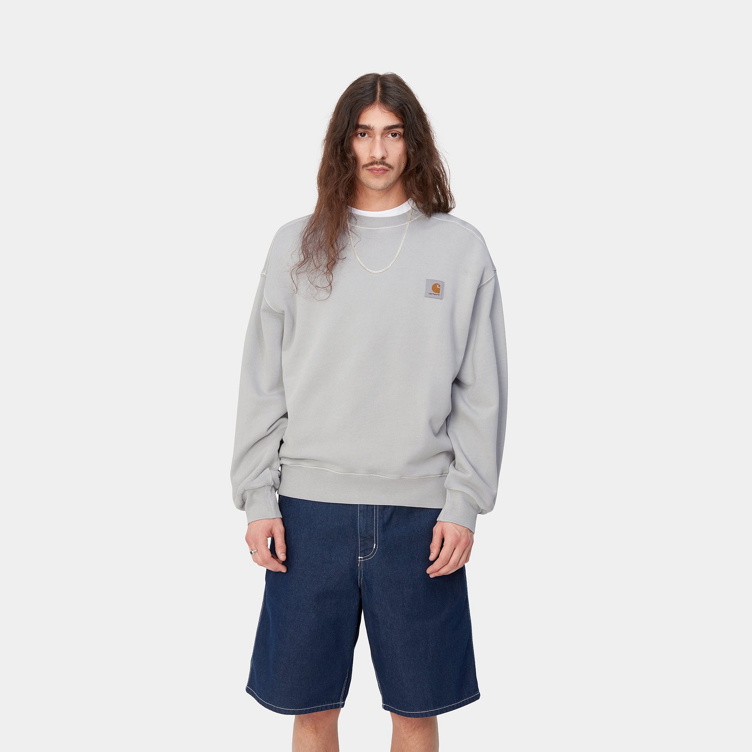 Carhartt WIP Nelson Sweat - Sonic Silver (garment dyed)