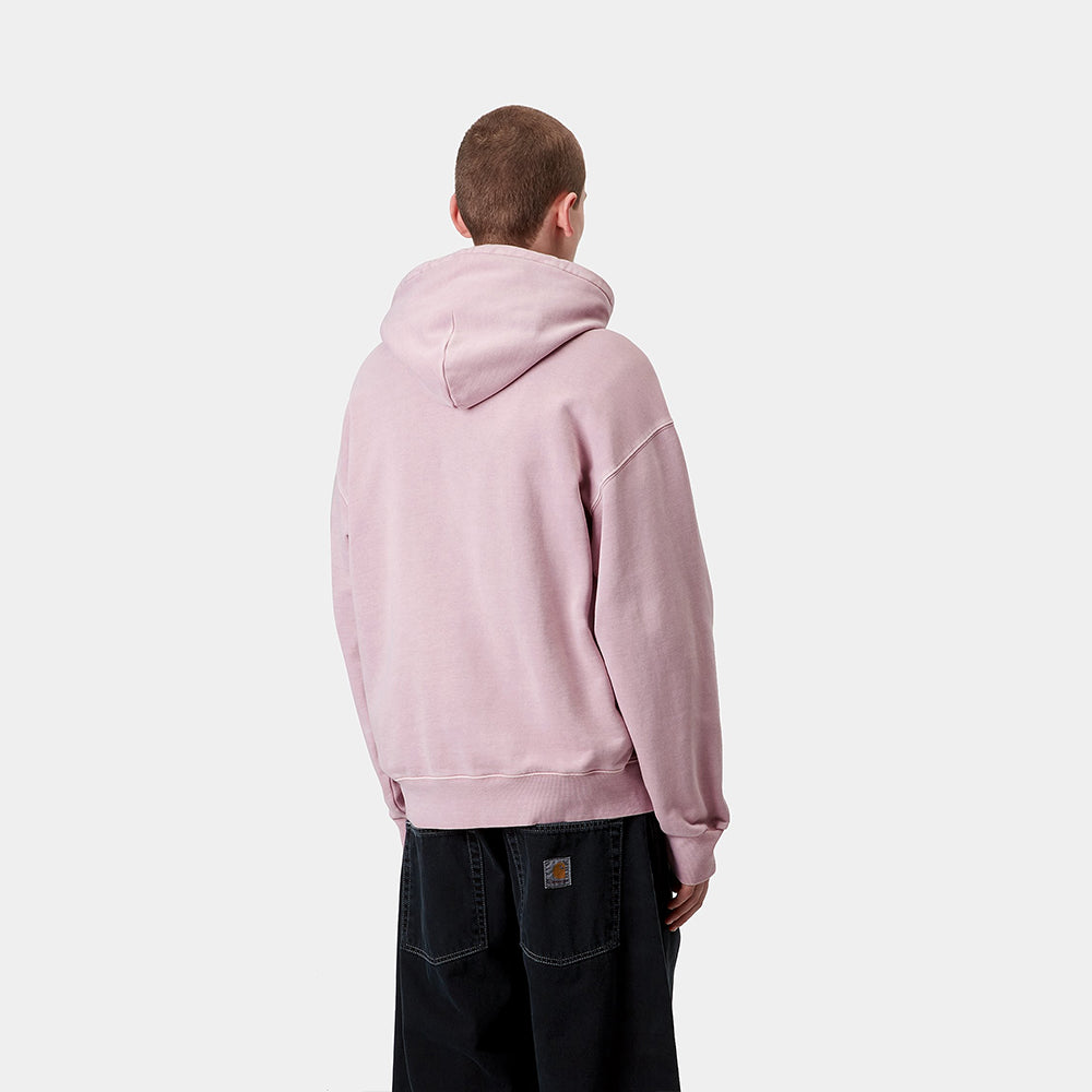 "Carhartt Nelson Hoodie in Hortensia, Baumwolle, Kapuze, 'garment dyed' für einzigartige Farbgebung bei Stickabush Berlin.“