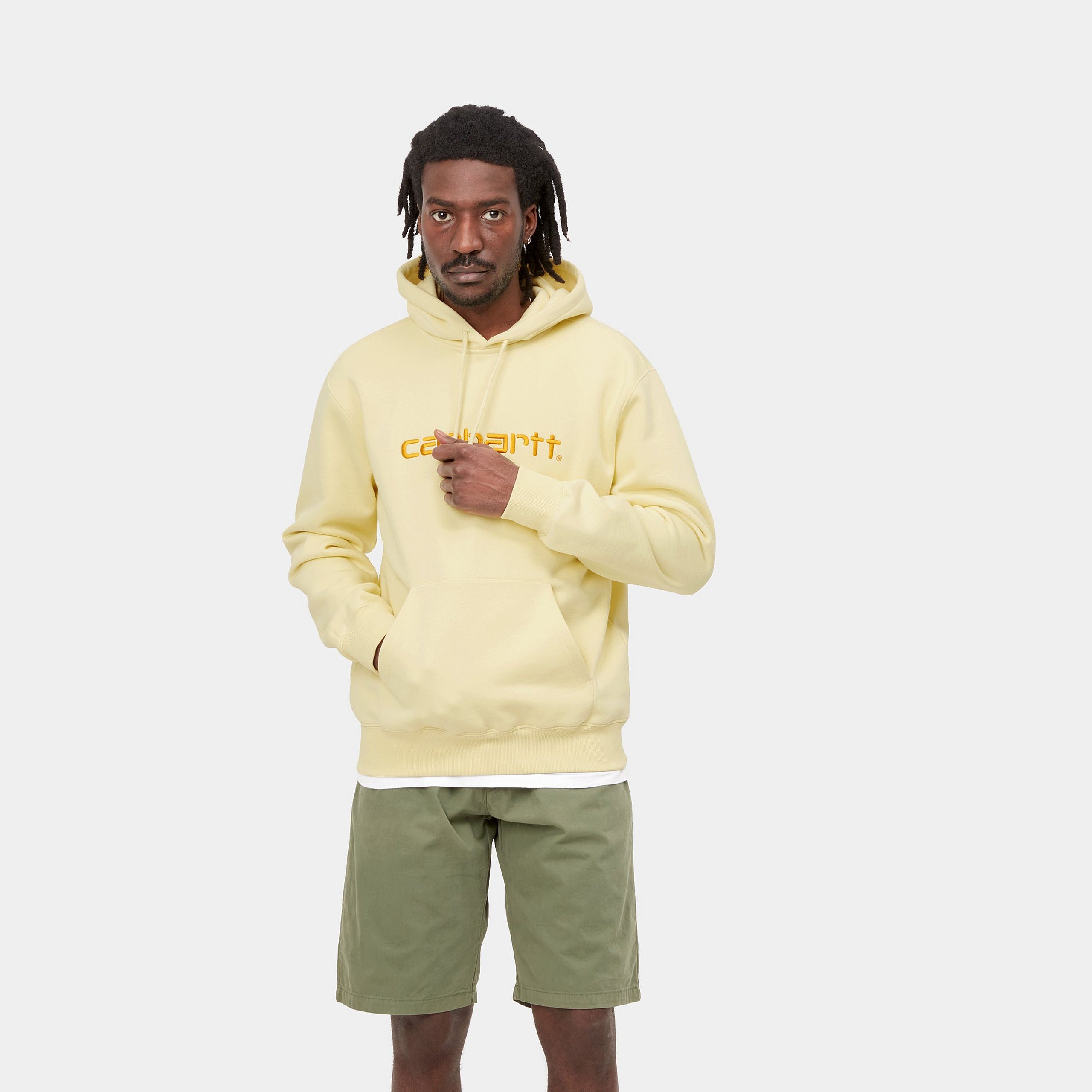 carhartt wip hooded carhartt sweat gelb  stab soft yellow  pullover kaufen  hoodie kaufen  streetwear shop  sneaker shop berlin  carhartt pullover