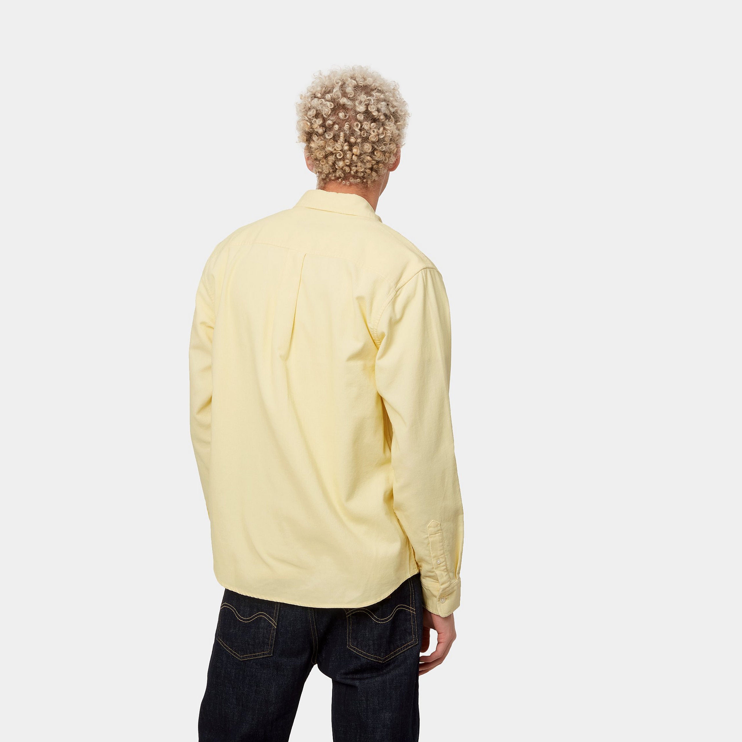 Carhartt WIP L/S Madison Fine Cord Shirt - Soft Yellow / White