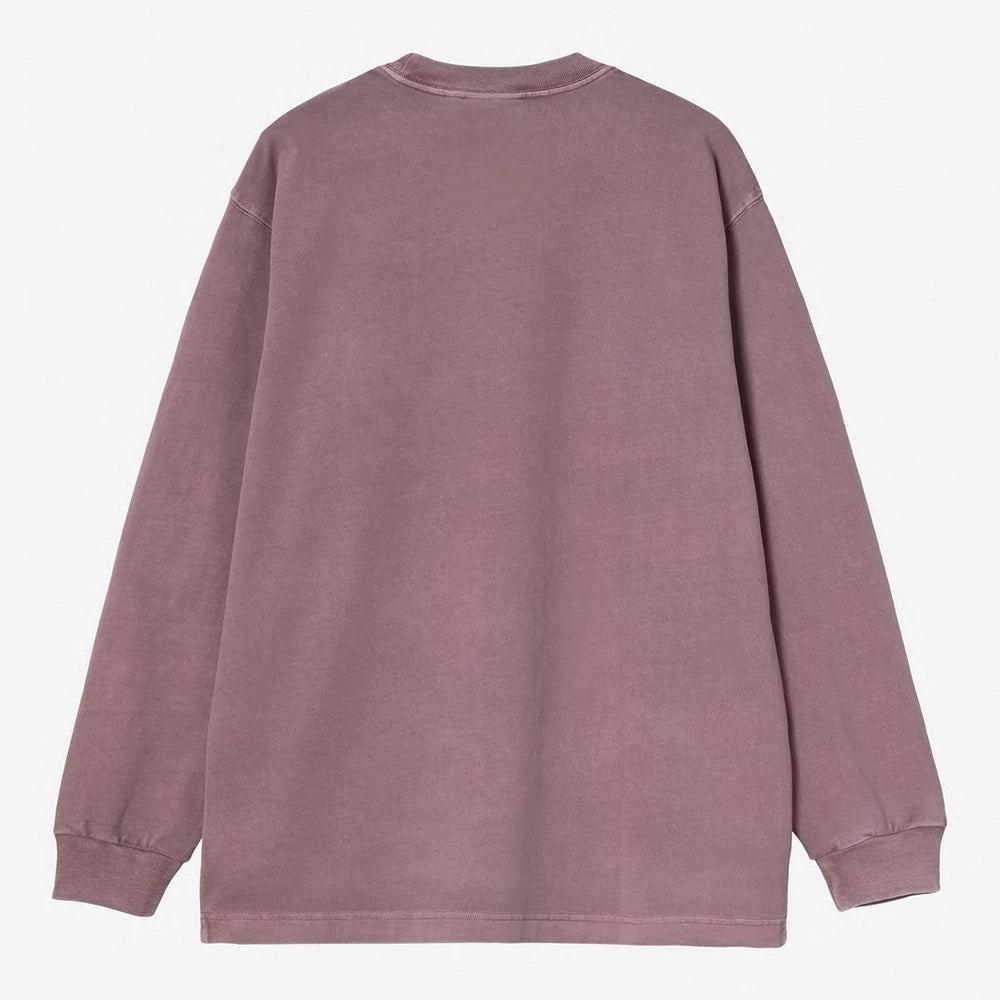“Carhartt WIP Vista Longsleeve in Phlox-Pink. Lockeres Shirt aus Baumwolljersey, mit kleinem Logo-Stick auf der Brust.“