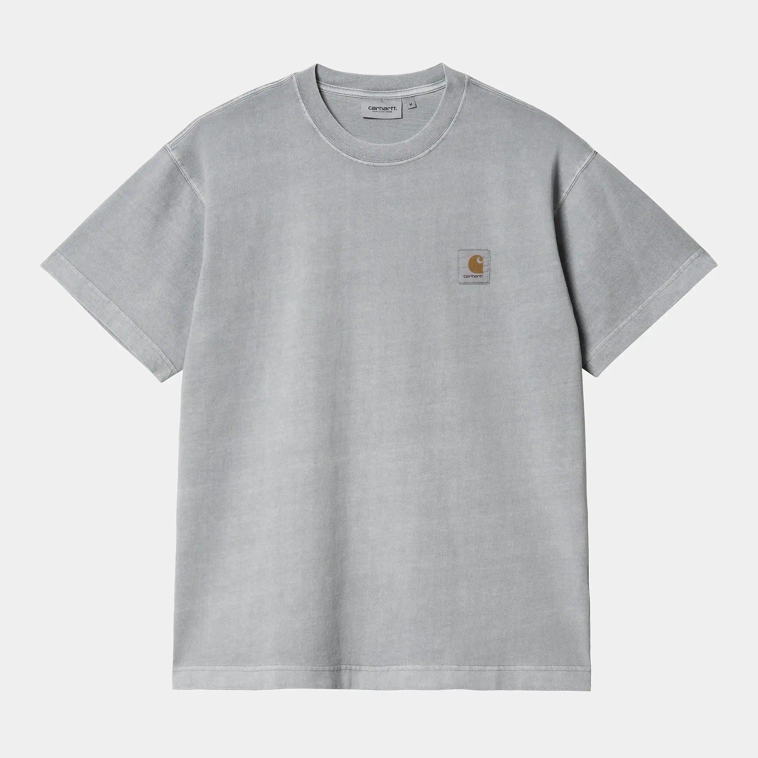 “Helles, leicht verwaschenes Grau (Mirror) Carhartt WIP S/S Vista T-Shirt. Kurzärmliges Herren-T-Shirt aus schwerem Baumwolljersey.“