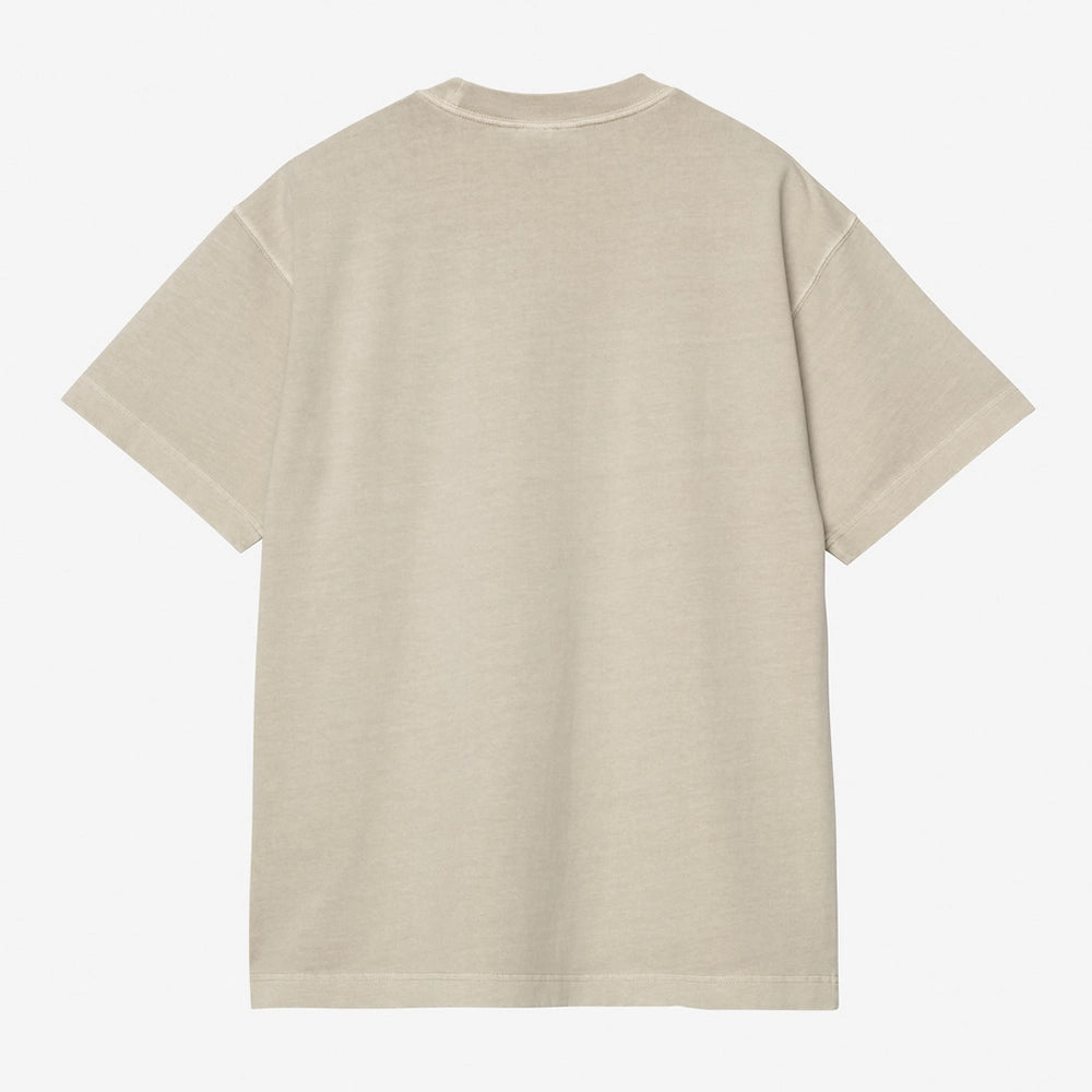 Carhartt WIP Vista T-Shirt in Beige. Lockeres Shirt aus Baumwolljersey, mit kleinem Logo-Stick auf der Brust.
