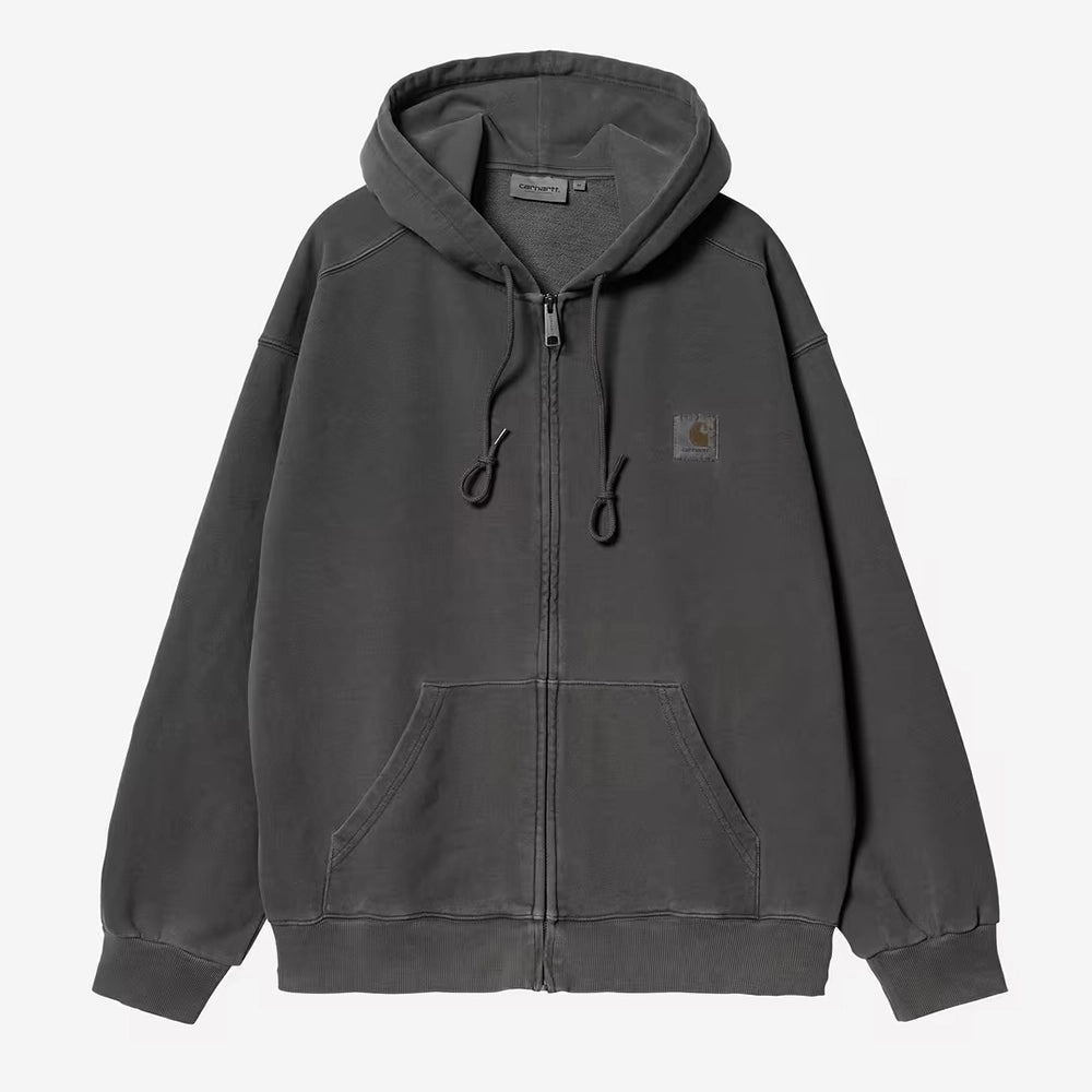 “Vorderansicht der Carhartt WIP Nelson Jacket in Black mit markantem Balloon Fit und Garment-Dyed-Waschung bei Stickabush Berlin.“
