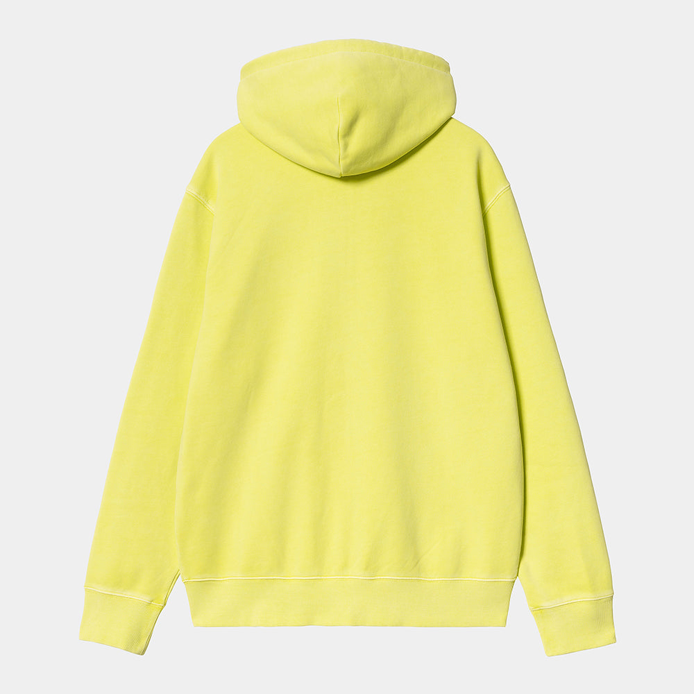 Carhartt WIP Hooded Duster Script Jacket – Arctic Lime (garment dyed). Grüne Kapuzenjacke aus Baumwolle, garment dyed, mit Reißverschluss, Kordelzug und Carhartt WIP Script-Logo-Stickerei.