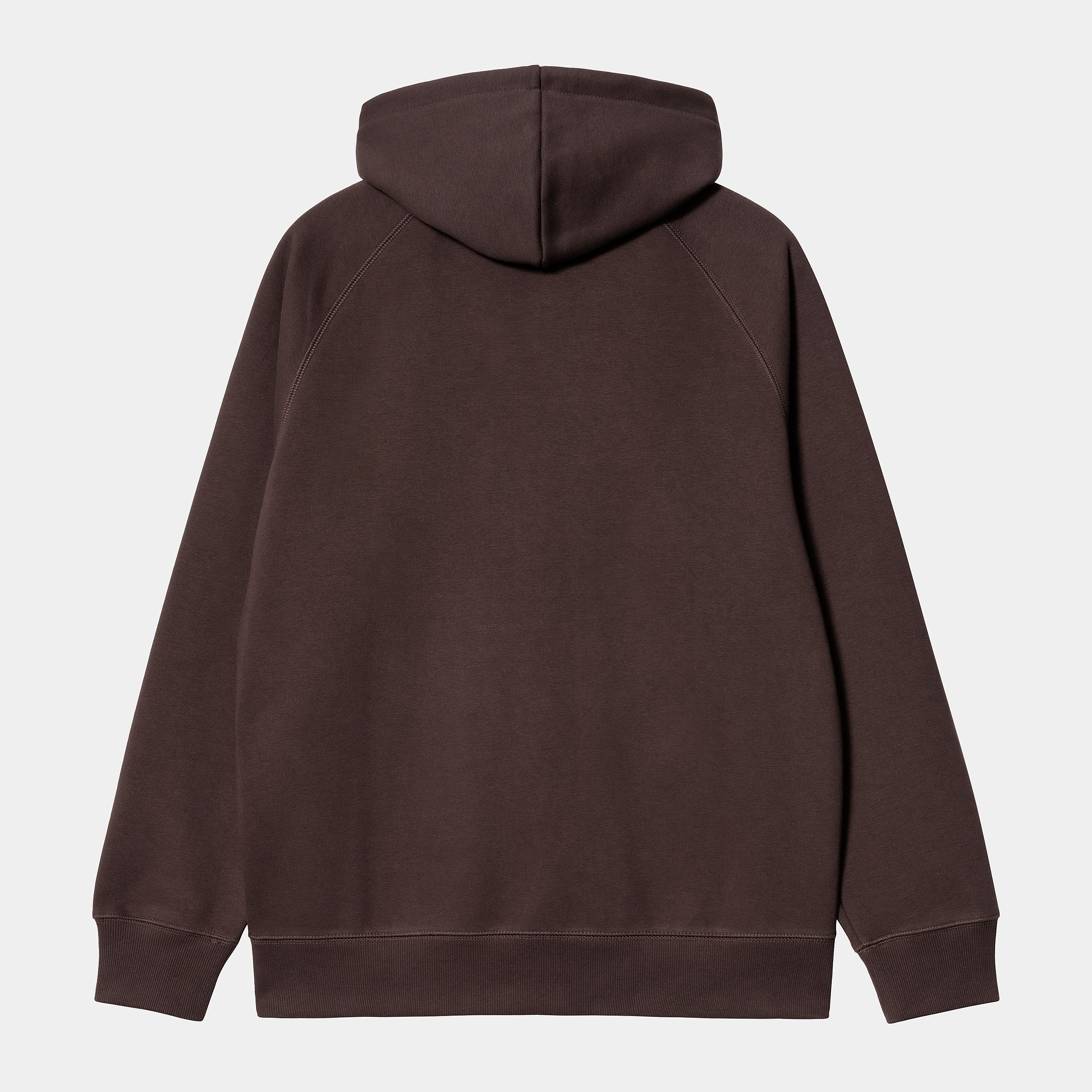 „Dunkelbrauner Carhartt WIP Chase Zip Hoodie in Dark Umber mit durchgehendem Reißverschluss und goldenem Logo-Stick am Ärmel bei Stickabush Berlin.“