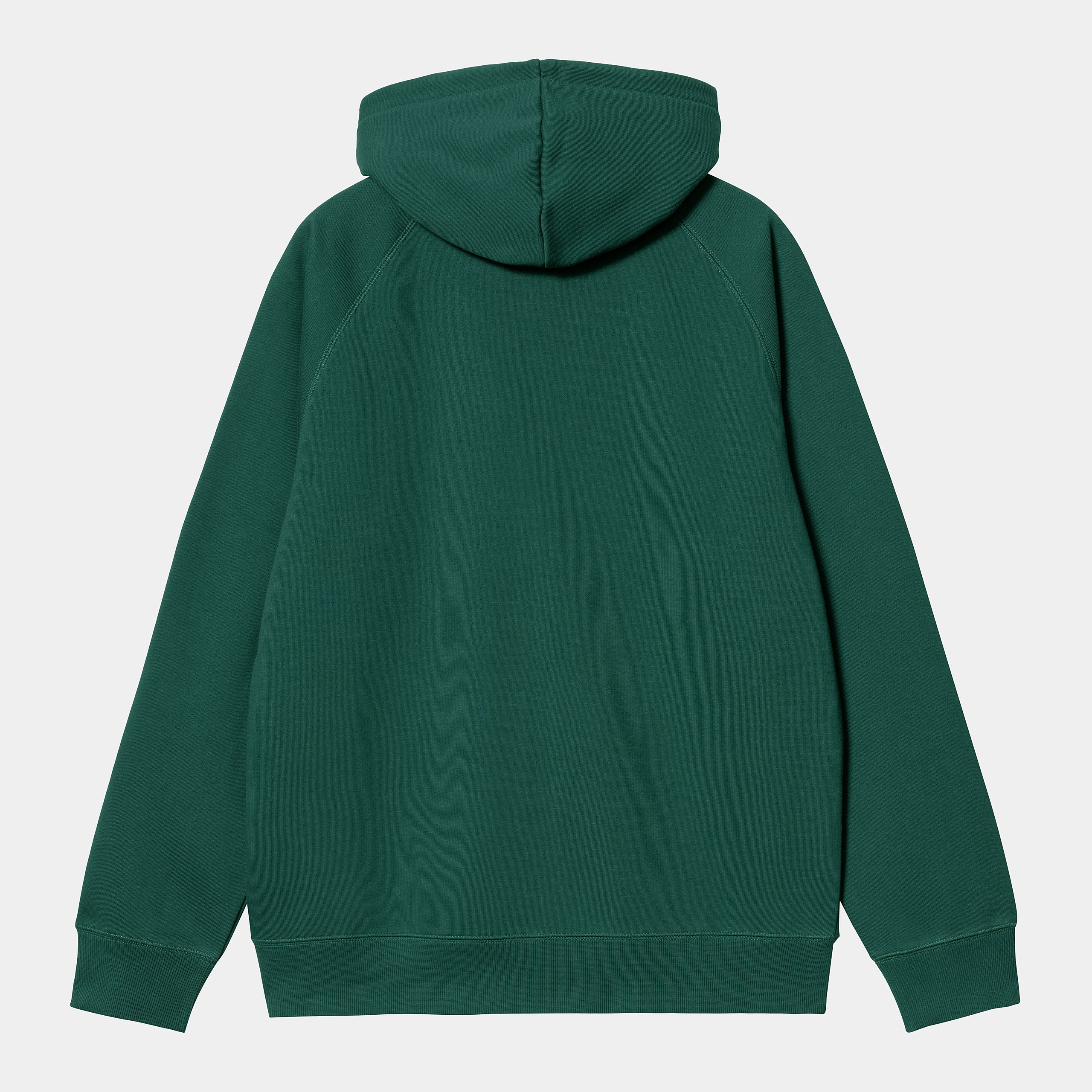 "Dunkelgrüner Carhartt WIP Chase Zip Hoodie in Chervil mit goldenem Logo-Stick am Ärmel. bei Stickabush Berlin.“