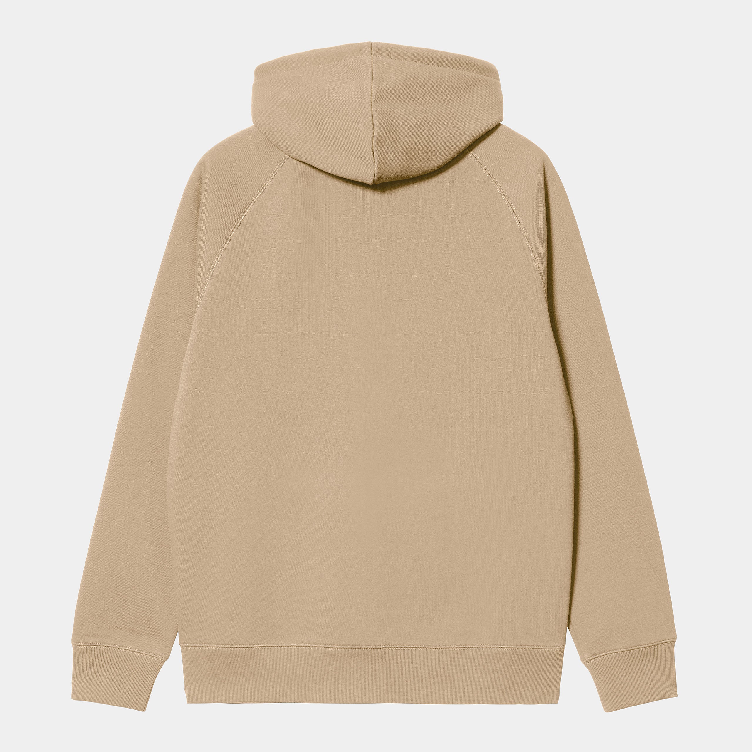 „Sand farbener Carhartt WIP Chase Zip Hoodie in Sable mit durchgehendem Reißverschluss und goldenem Logo-Stick am Ärmel bei Stickabush Berlin.“