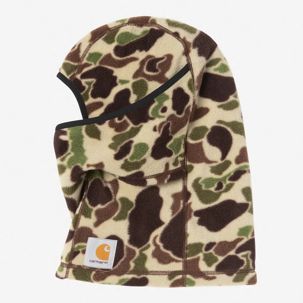 Carhartt WIP Expedition Mask in Camo Duck. Weiche, dehnbare Maske aus Acryl-Lycra-Mischung mit einem Carhartt WIP-Logo auf der Vorderseite.