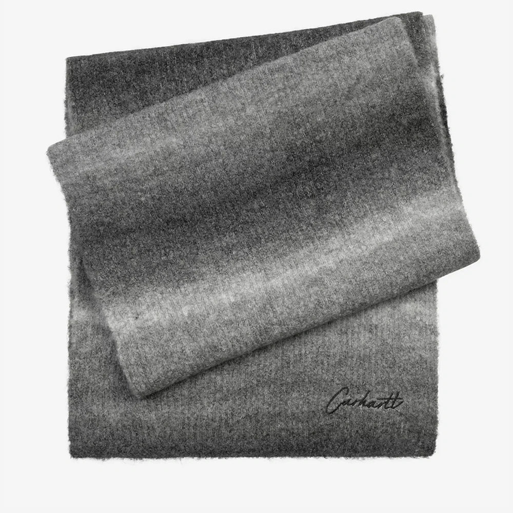 Carhartt WIP Tony Scarf, Schwarz (Black / Black) Jacquard Strickschal, Ton-in-Ton Streifenmuster.