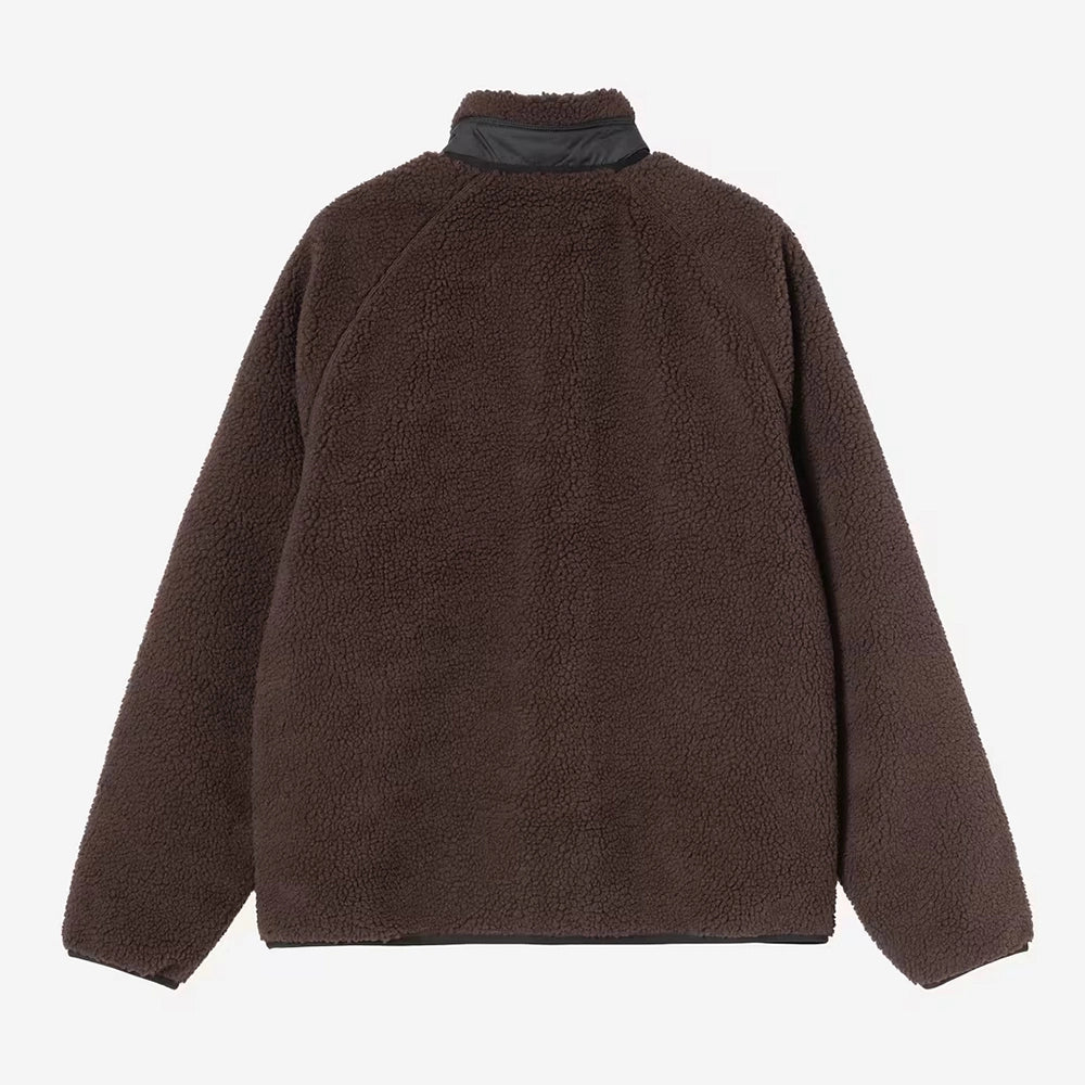 Carhartt WIP Prentis Liner in Palisander / Black – Rueckansicht der braunen Fleece-Jacke für Herren mit schwarzen Nylon-Akzenten und Quadrat-Logo.