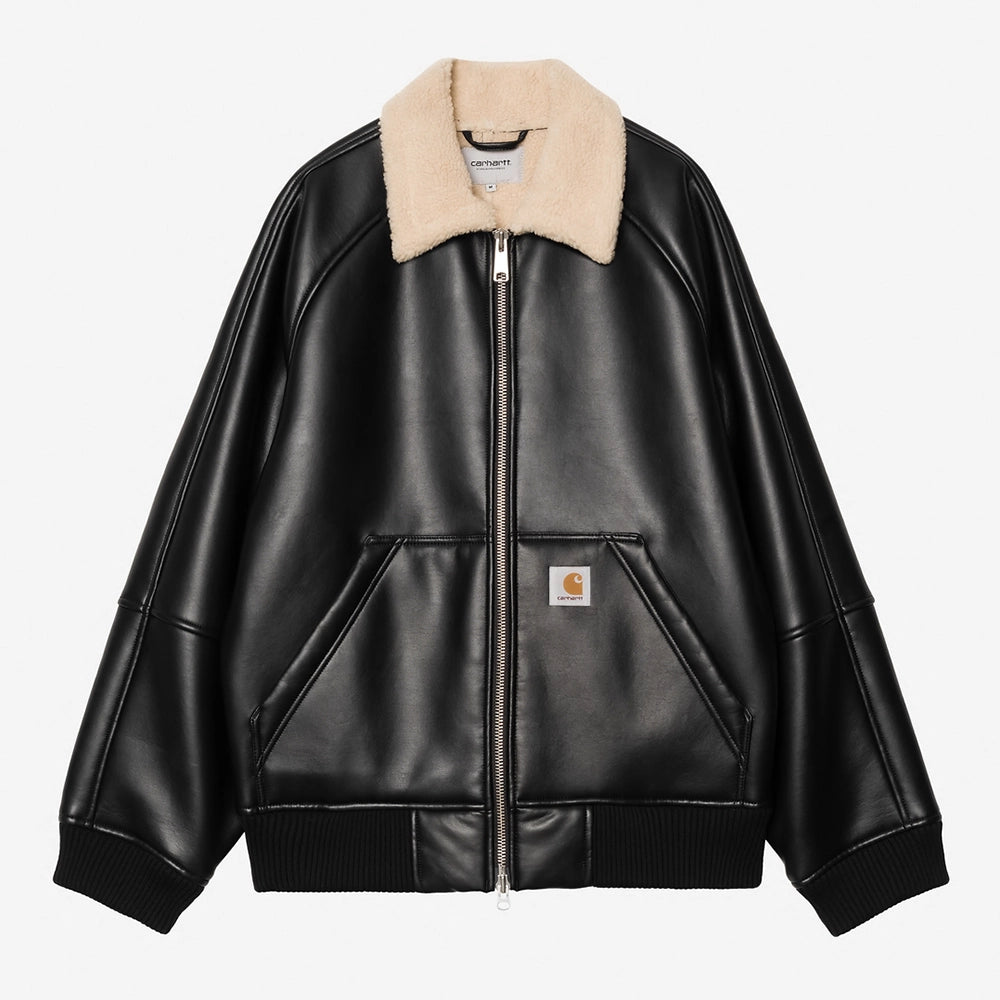 Carhartt Shepton Jacket Black Natural М Carhartt WIP Shepton Jacket Black/Natural | Faux Leather &amp