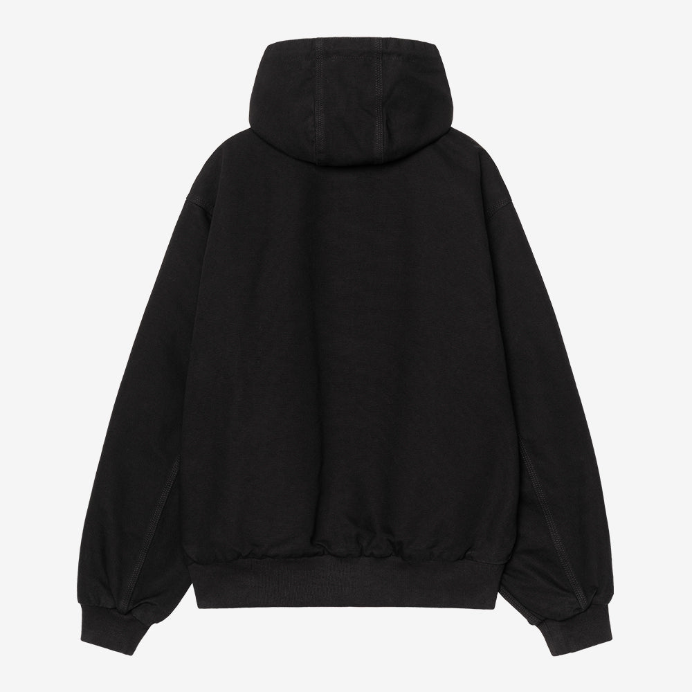 Carhartt WIP OG Active Jacket 50 Years Anniversary in Schwarz, aus Canvas, mit USA Red Innenfutter und Kapuze, rinsed.