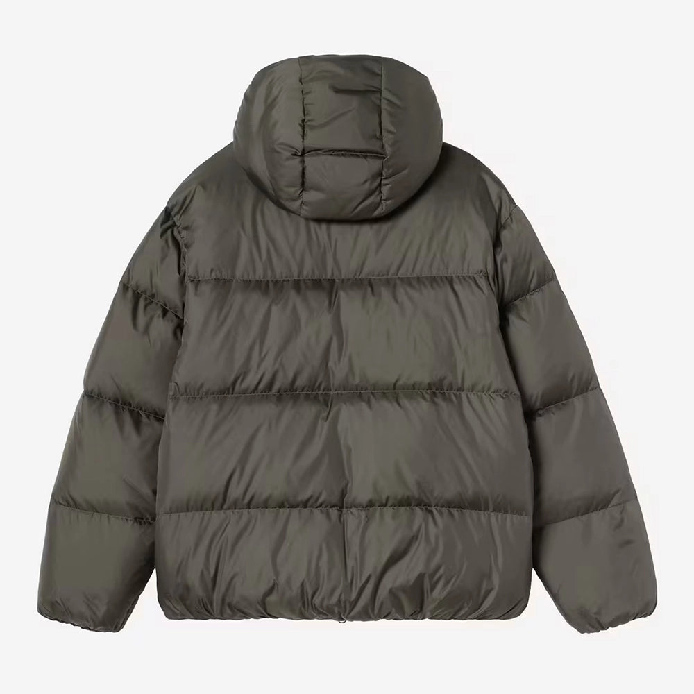 Carhartt WIP Ardon Jacket in Shungite / Black mit Kapuze und dezentem Logo-Details – Rueckansicht im STICKABUSH Online-Shop