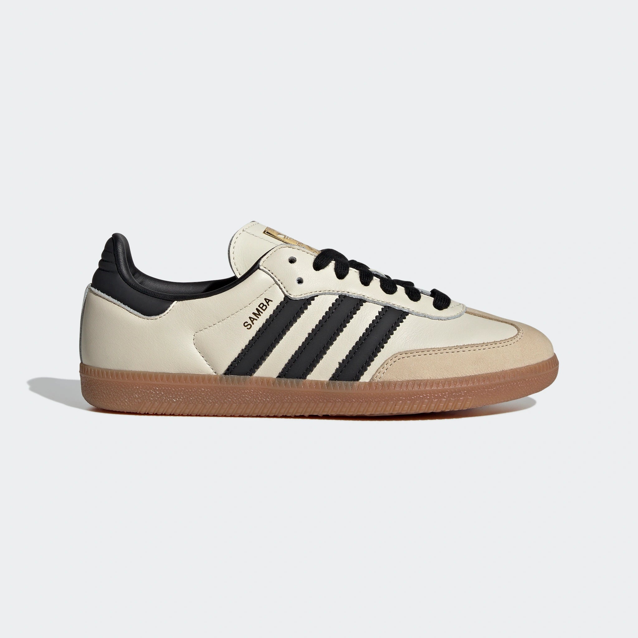 "Adidas Samba OG W - Beige/Schwarz, ID0478: Retro Sneaker mit Premium-Leder, Wildleder-Details und zeitlosem Design."