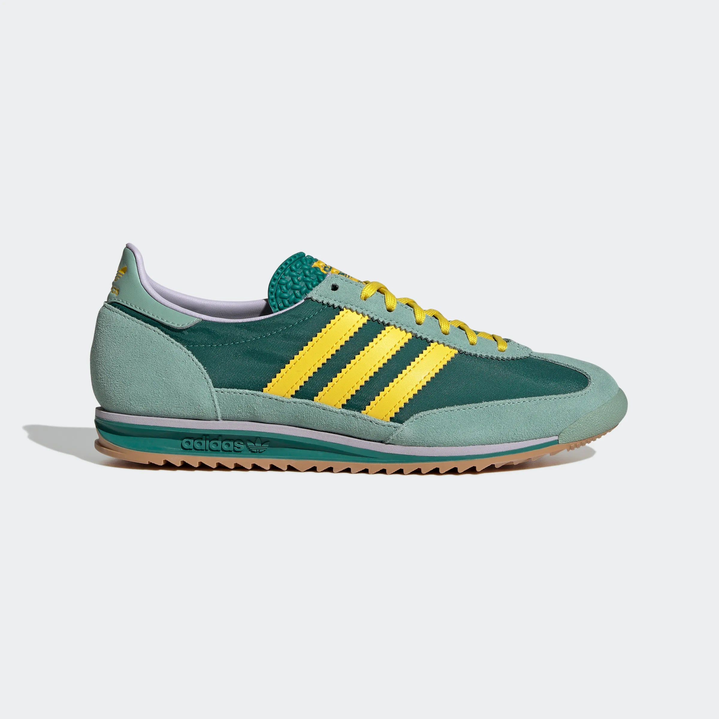 "Adidas SL 72 OG W - Green/Yellow JH7391: Retro Sneaker mit leichtem Nylon, Wildleder-Details und 3-Streifen-Design."
