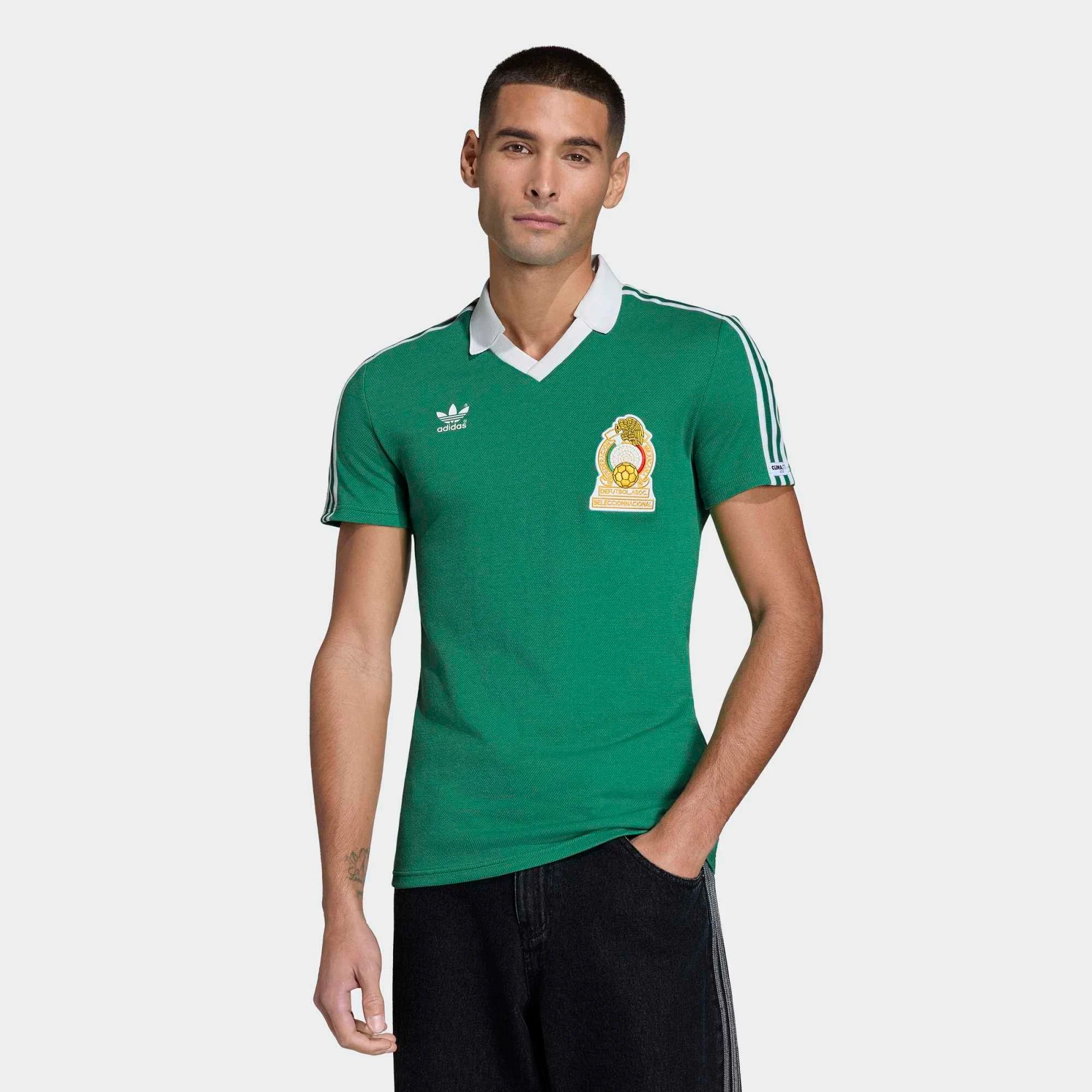 "adidas Originals Mexico 1986 Heimtrikot in Grün – Retro Fußball-Trikot mit der legendären Nr. 9 zur WM 2026 im Blokecore-Style bei Stickabush.“