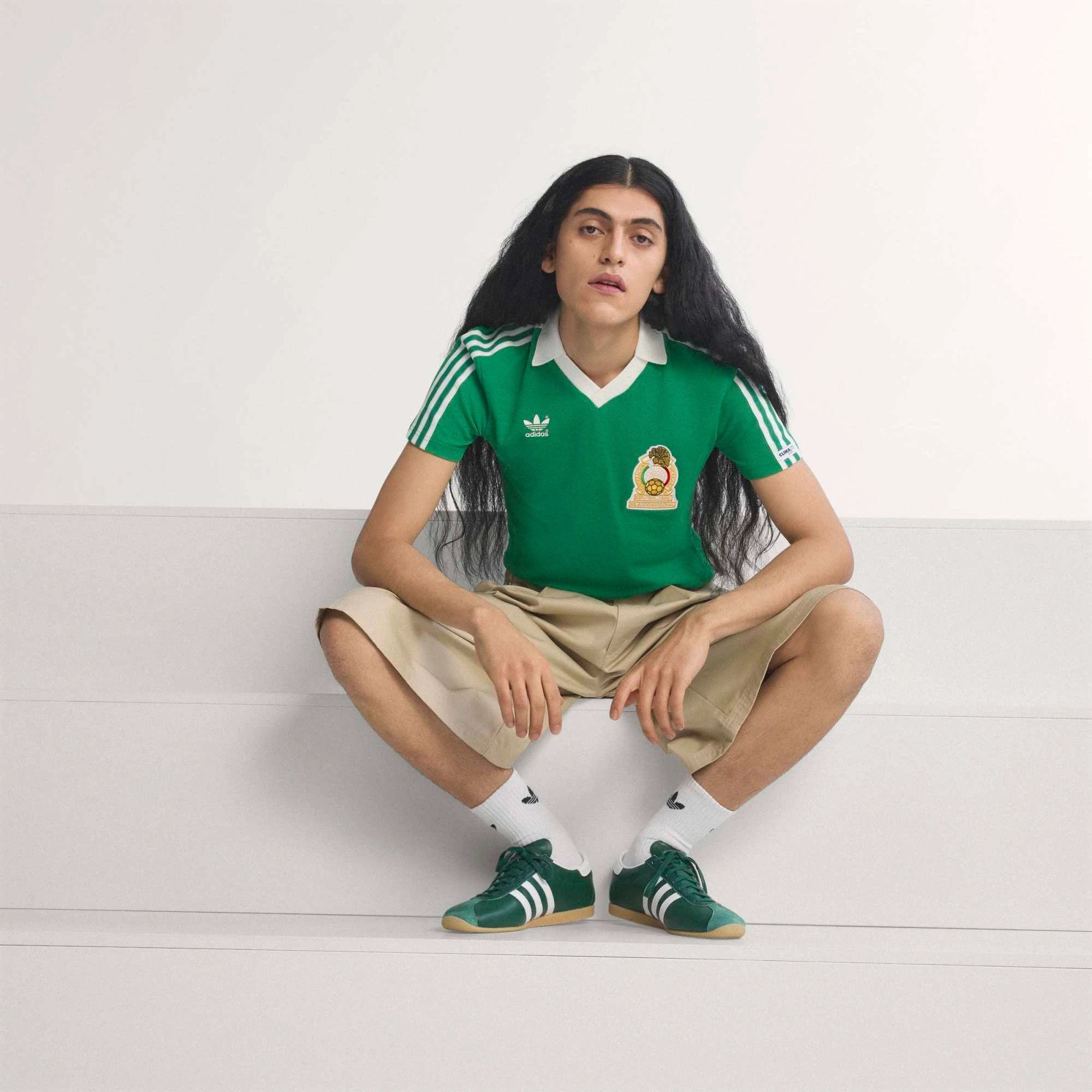 "adidas Originals Mexico 1986 Heimtrikot in Grün – Retro Fußball-Trikot mit der legendären Nr. 9 zur WM 2026 im Blokecore-Style bei Stickabush.“