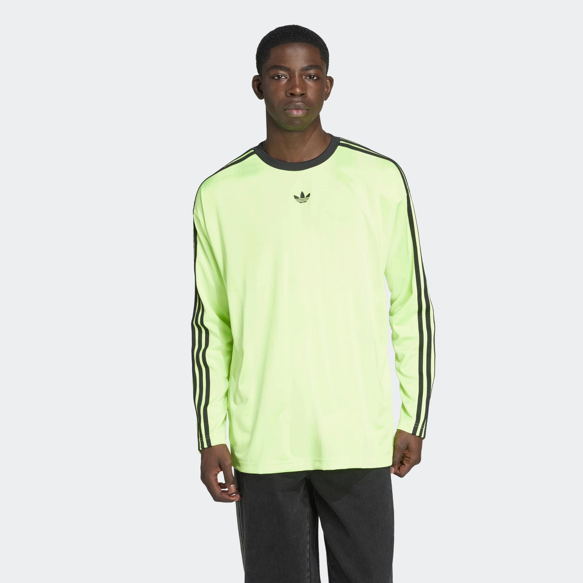 Adidas Adicolor Jacquard Long-Sleeve Jersey - Signal Green / Black