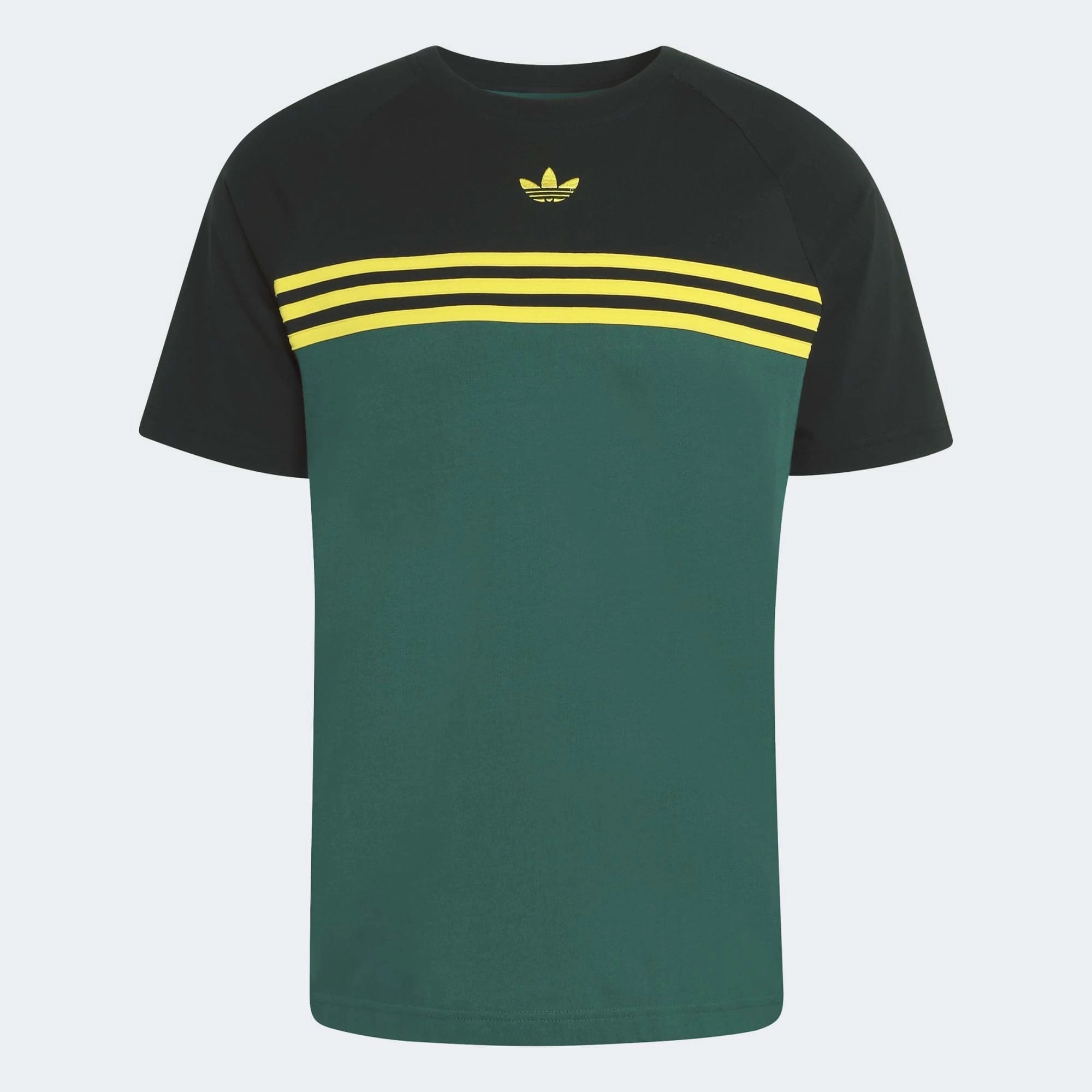 "adidas Originals Chest Stripes T-Shirt Collegiate Green – Retro Herren T-Shirt aus der adidas Originals Bekleidung Kollektion bei Stickabush.“
