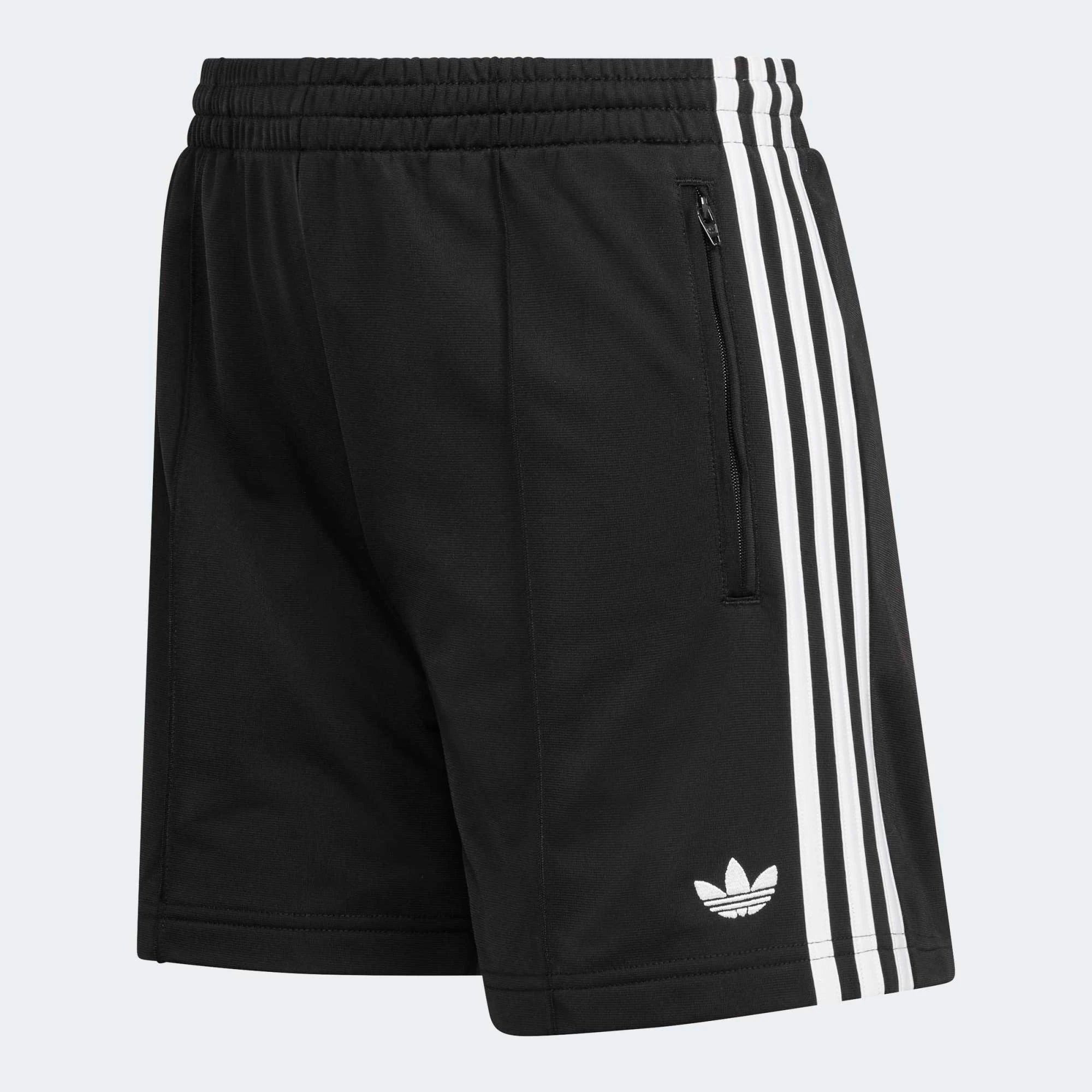 “Adidas Classics Firebird Shorts W in Black/White, leichte Damen-Shorts mit 3-Streifen und elastischem Bund bei Stickabush.“