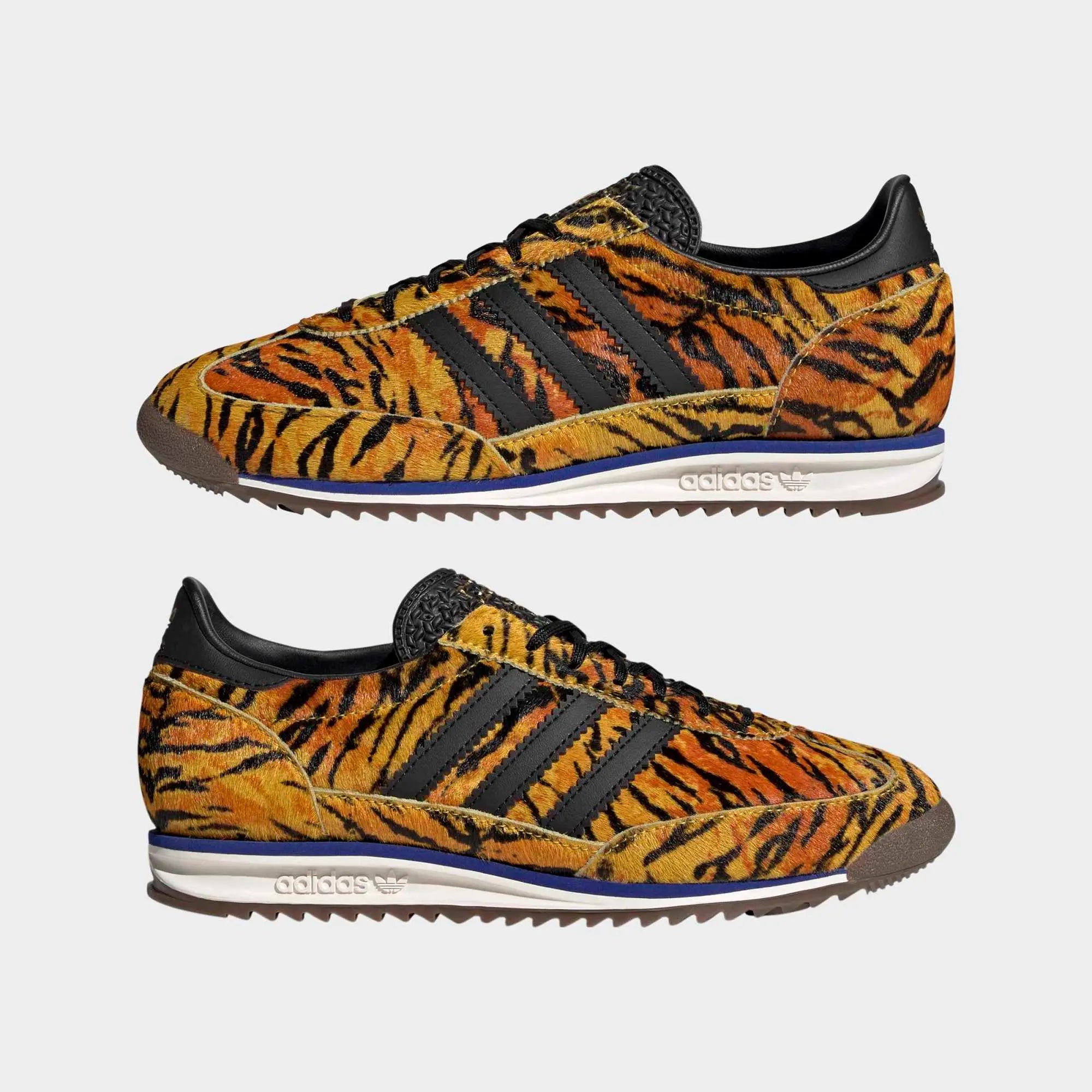 “adidas Originals SL 72 OG Damen Sneaker Tiger Print KH8812 – Gelb-Schwarzes Leo-Muster mit schmaler Retro-Silhouette bei Stickabush Berlin.“