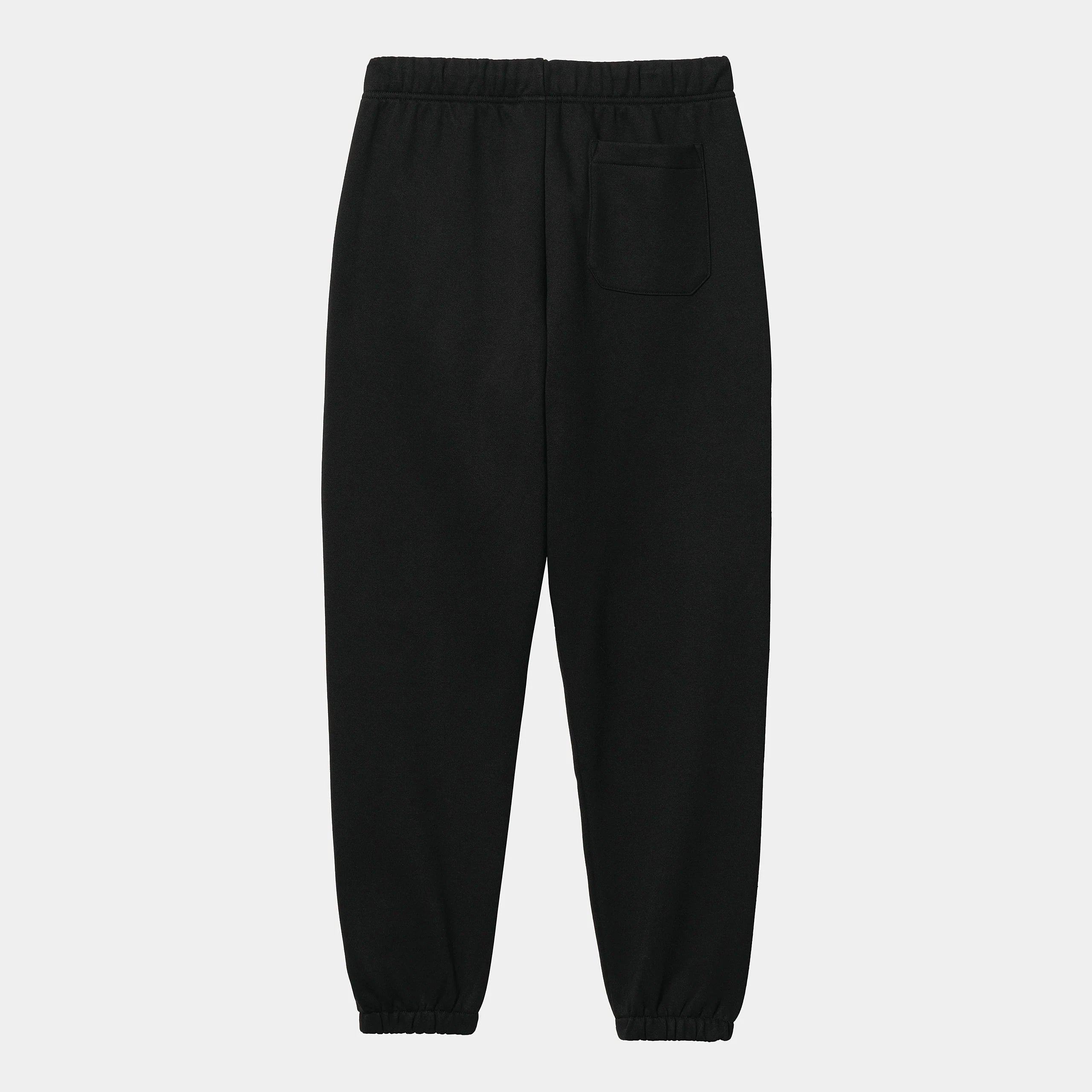 “Carhartt WIP Chase Sweat Pant in Black / Gold, eine Jogginghose aus weichem Baumwollmix, mit elastischem Bund und goldener Logo-Stickerei am Bein.“