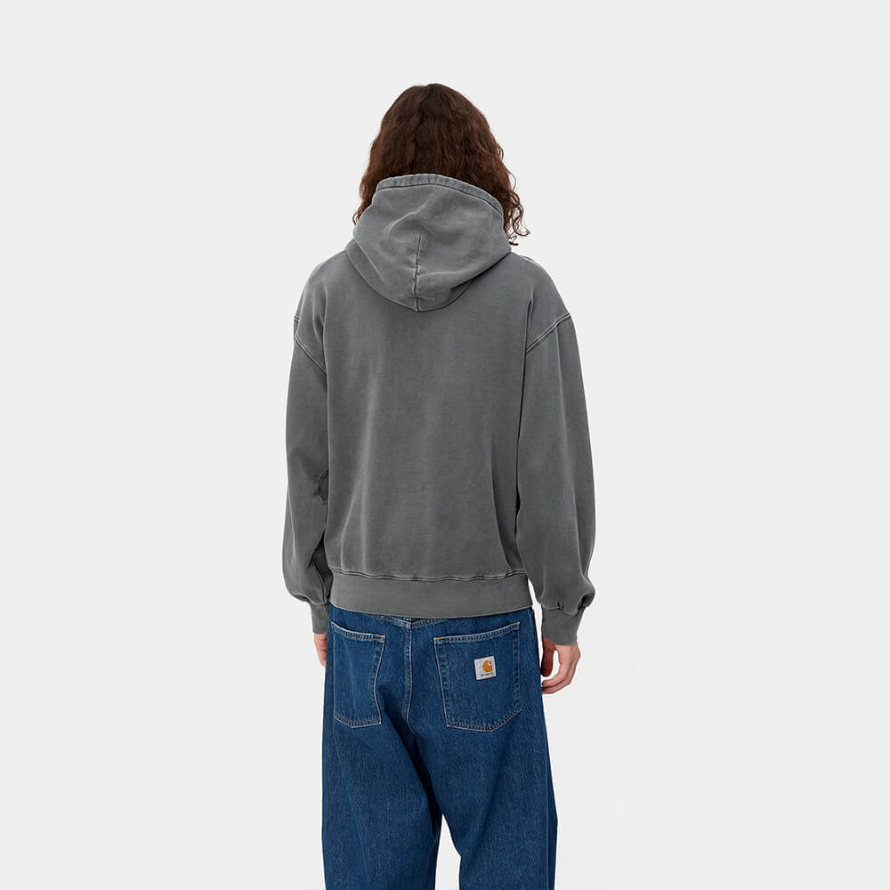 "Carhartt Hooded Vista Sweat in Graphit, Baumwolle, Kapuze, 'garment dyed' für einzigartige, dunkle graue Farbe."