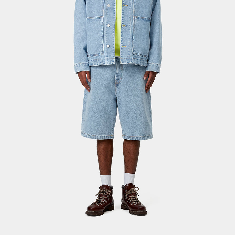 "Carhartt Landon Short in Blau (gebleicht), Denim, I030469_01_35, jeans shorts mit lockeren Schnitt, gebleichter Effekt für Vintage-Look."