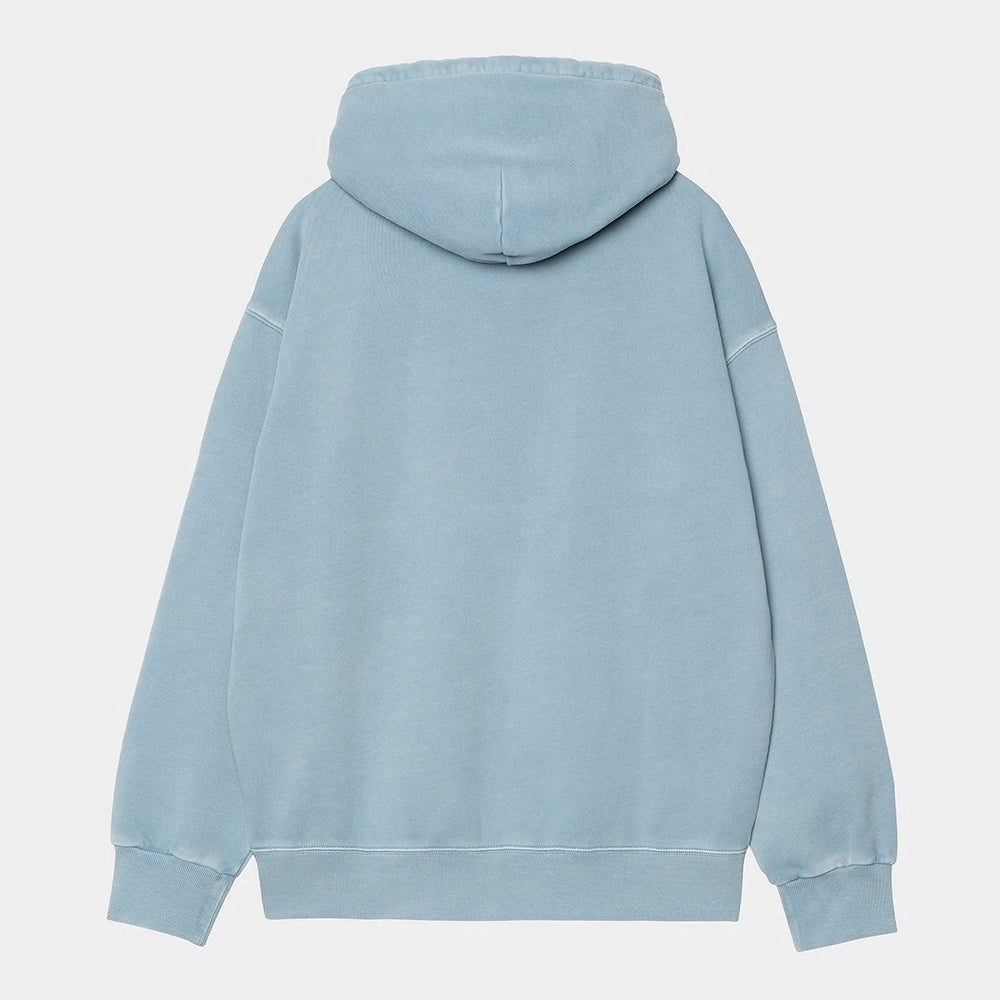 "Carhartt Nelson Sweat Hoodie in Clay Blue, Baumwolle, Kapuze, 'garment dyed' für einzigartige, gedeckte blaue Farbe."