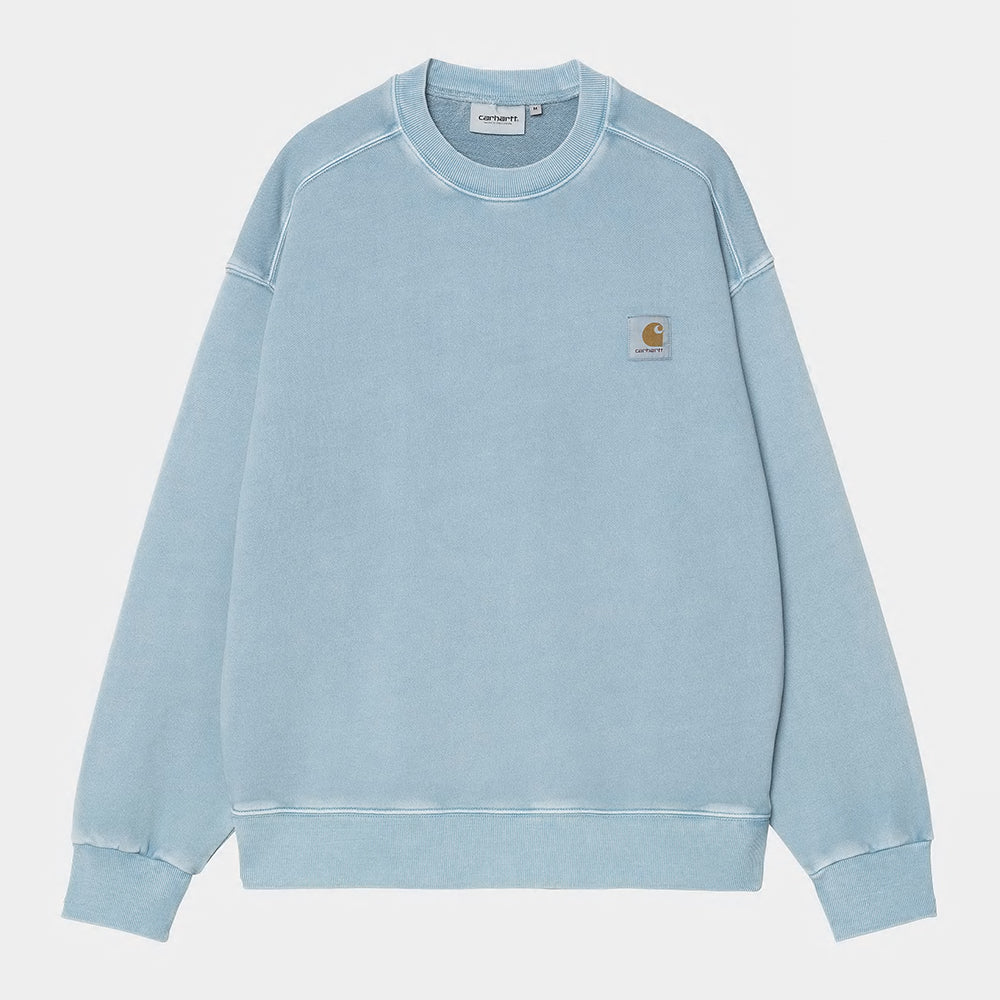 "Carhartt Nelson Sweatshirt in Clay Blue, I029957_2PA_GD, Baumwolle, lockerer Schnitt, 'garment dyed' für einzigartige Farbgebung."