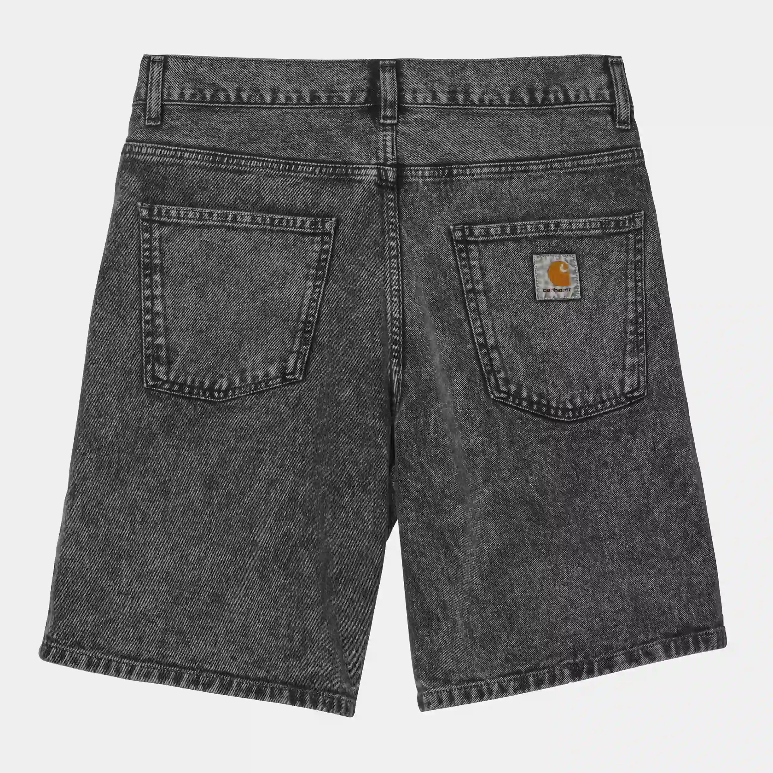"Carhartt Newel Short in Schwarz (worn washed), Baumwolle, lockere Passform, klassische Jeans-Shorts mit leichtem Used-Look."