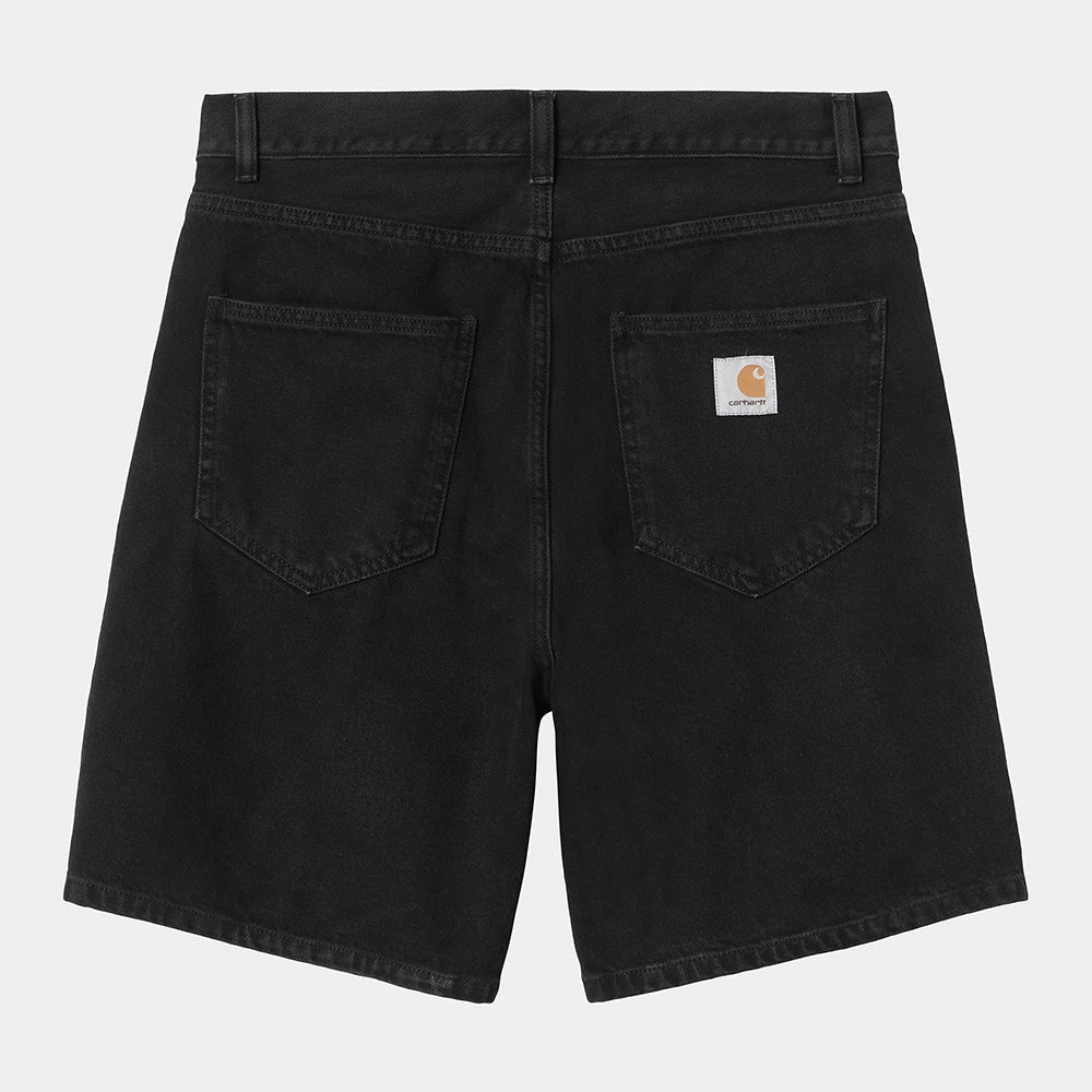"Carhartt WIP Nolan Short in Schwarz (gebleicht), I034869_89_06, Baumwolle, Relaxed Fit, Jeans Shorts mit gebleichtem Denim-Look."