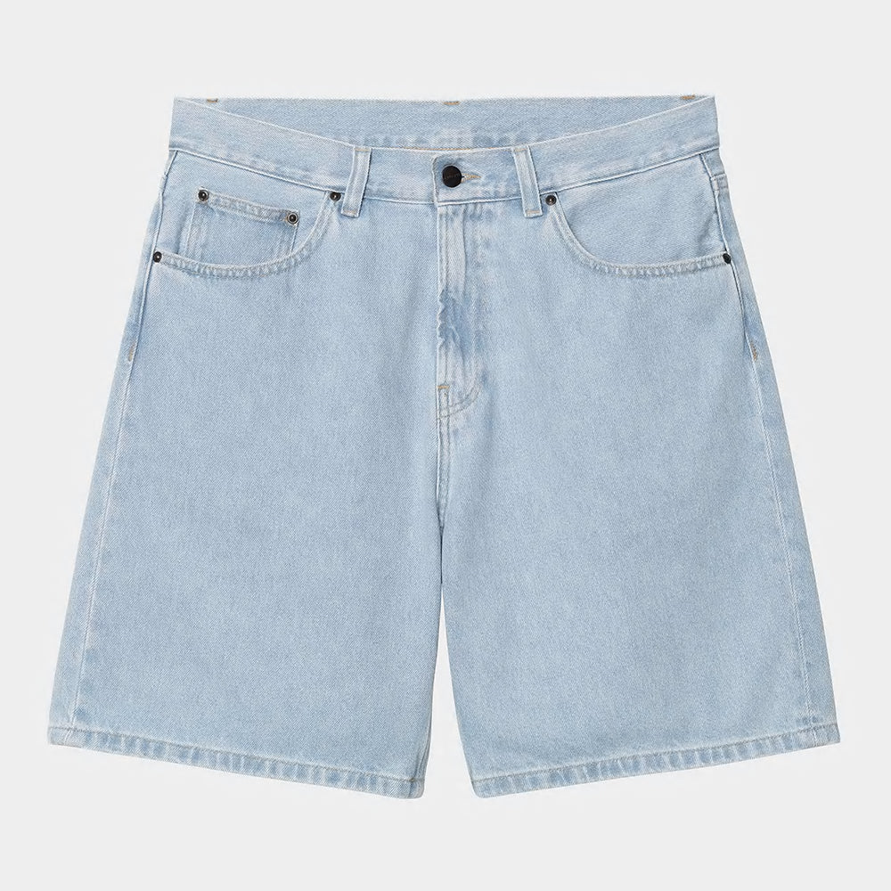 "Carhartt WIP Nolan Short in Blau (gebleicht), I034869_01_35, Baumwolle, Relaxed Fit, kurze Hose mit gebleichtem Denim-Look."