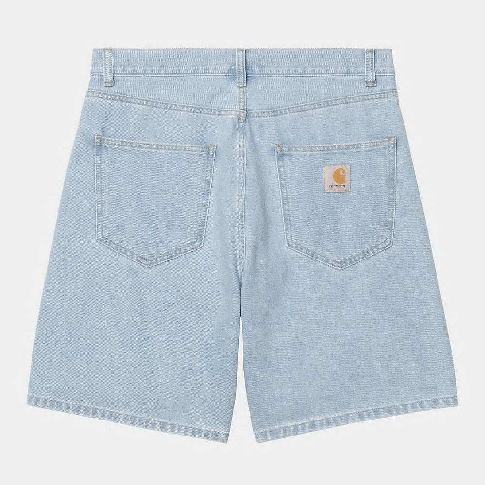 "Carhartt WIP Nolan Short in Blau (gebleicht), I034869_01_35, Baumwolle, Relaxed Fit, kurze Hose mit gebleichtem Denim-Look."