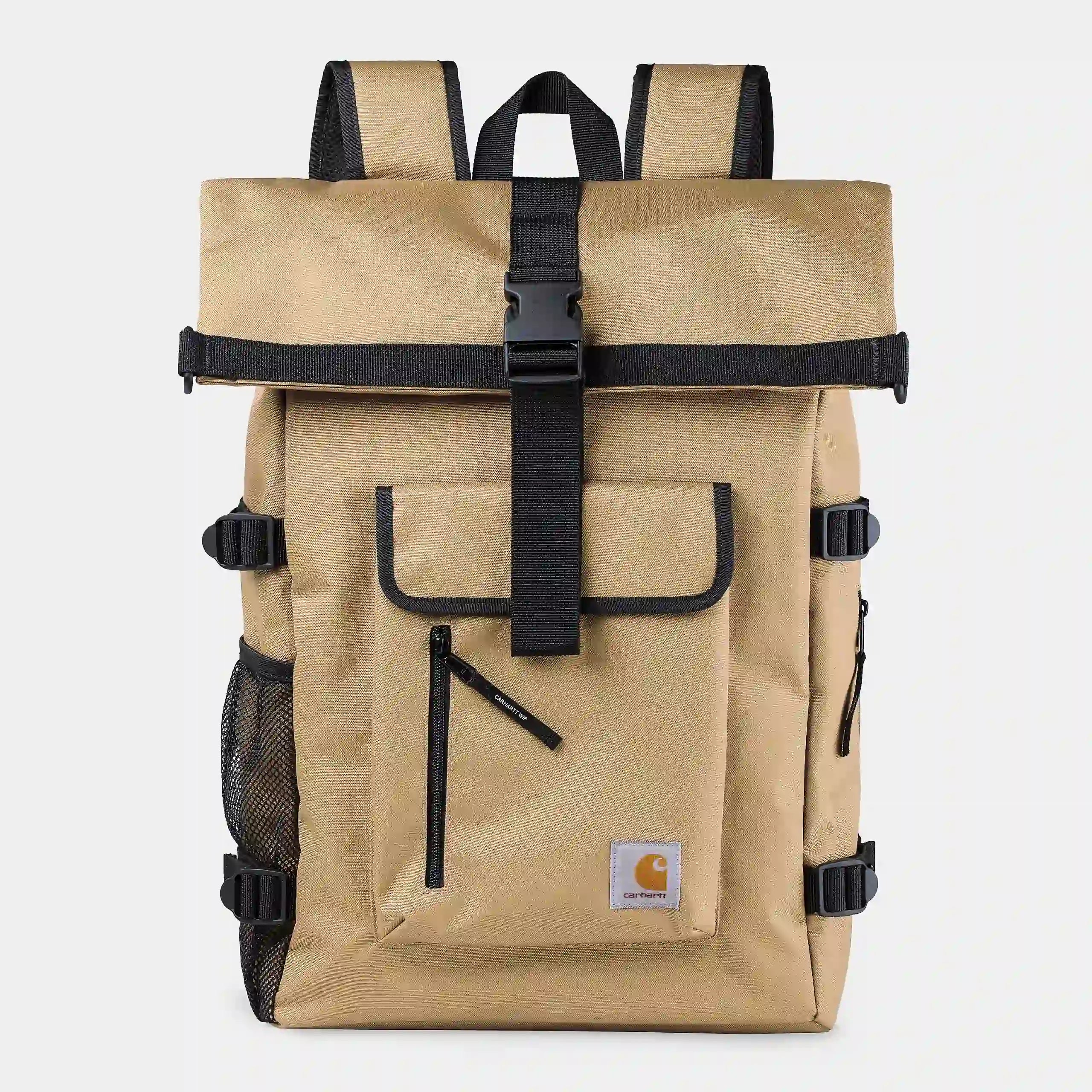“Carhartt WIP Philis Backpack in Dusty Hamilton Brown, I031575_07E_XX, Carhartt Rucksack aus robustem Polyester-Canvas, mit geräumigem Hauptfach, seitlichen Taschen und verstellbaren Trägern.“
