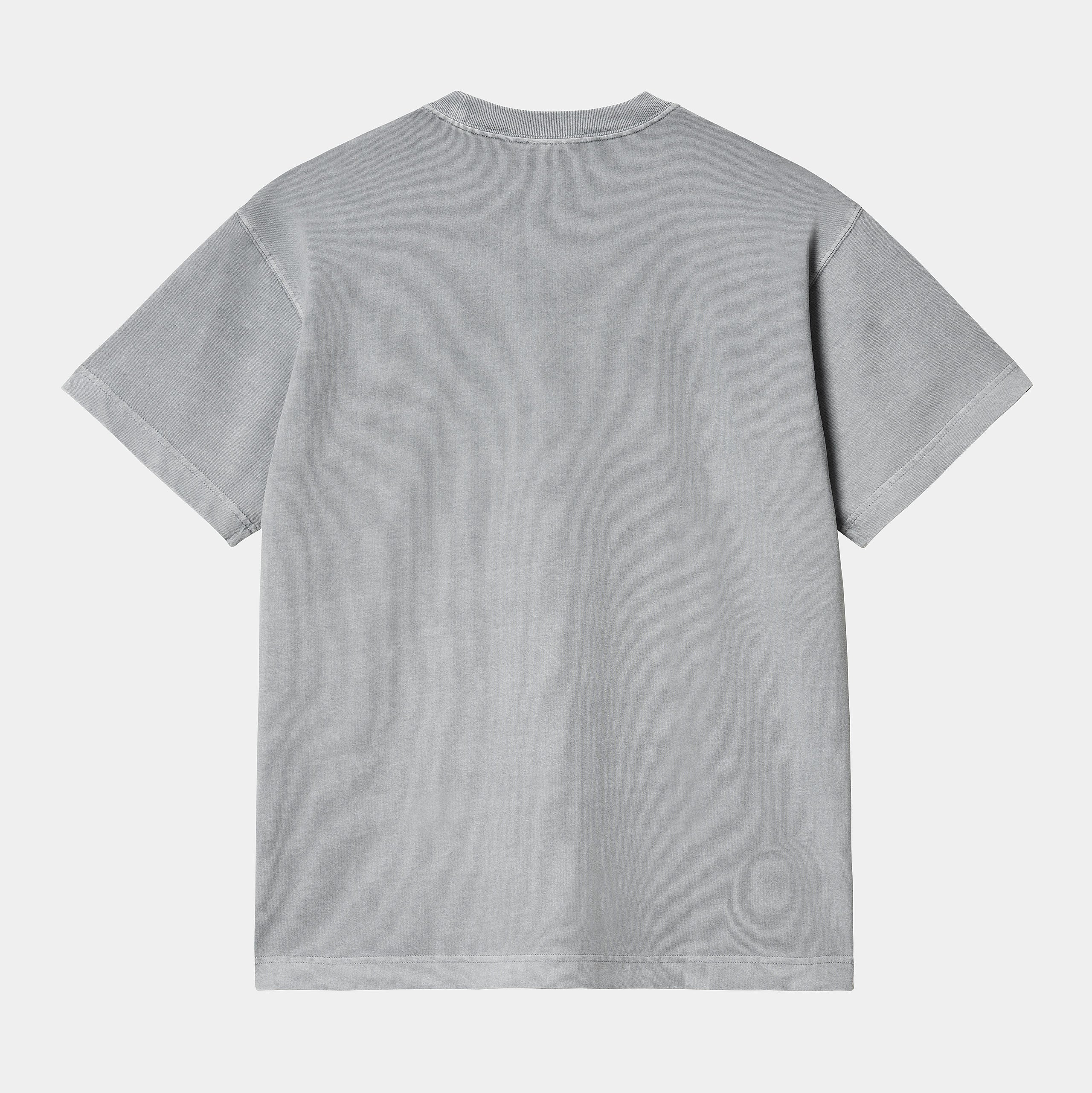 “Helles, leicht verwaschenes Grau (Mirror) Carhartt WIP S/S Vista T-Shirt. Kurzärmliges Herren-T-Shirt aus schwerem Baumwolljersey.“