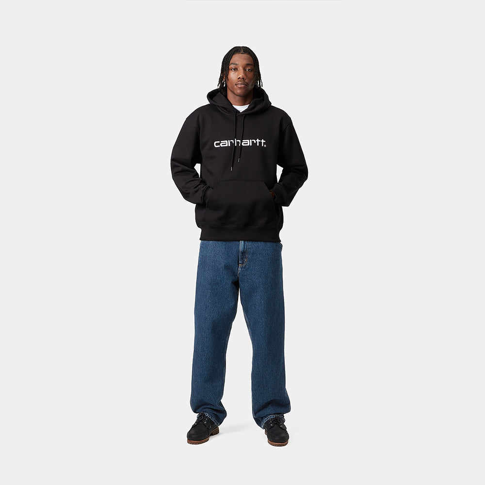 "Carhartt Single Knee Pant in Blau (Stone Washed), I032024_01_06, carhartt jeans aus Baumwoll-Denim, klassische Arbeitshose, leichter Used-Look."